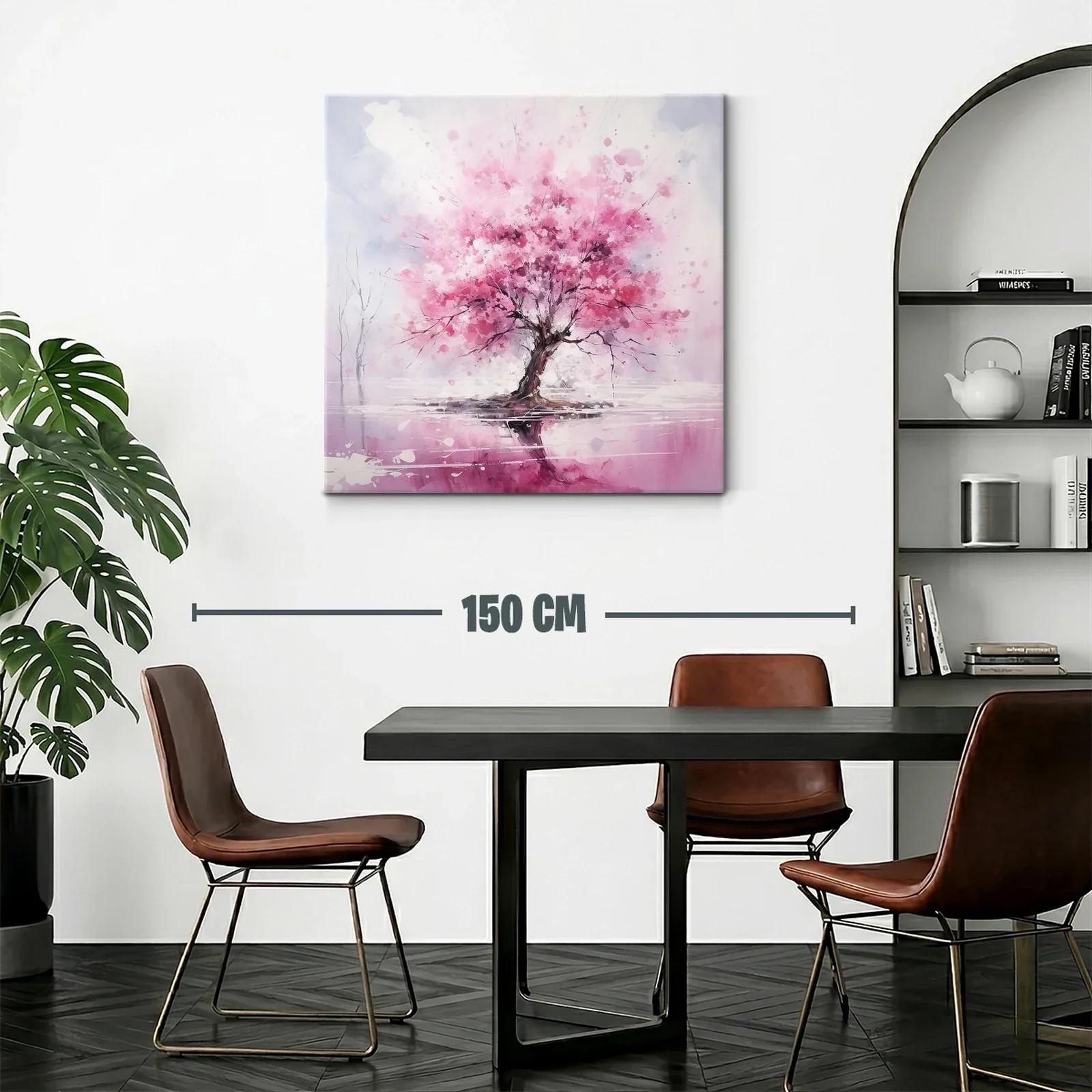Árbol con vibrante floración en tonos rosas y reflejo — miniatura 2