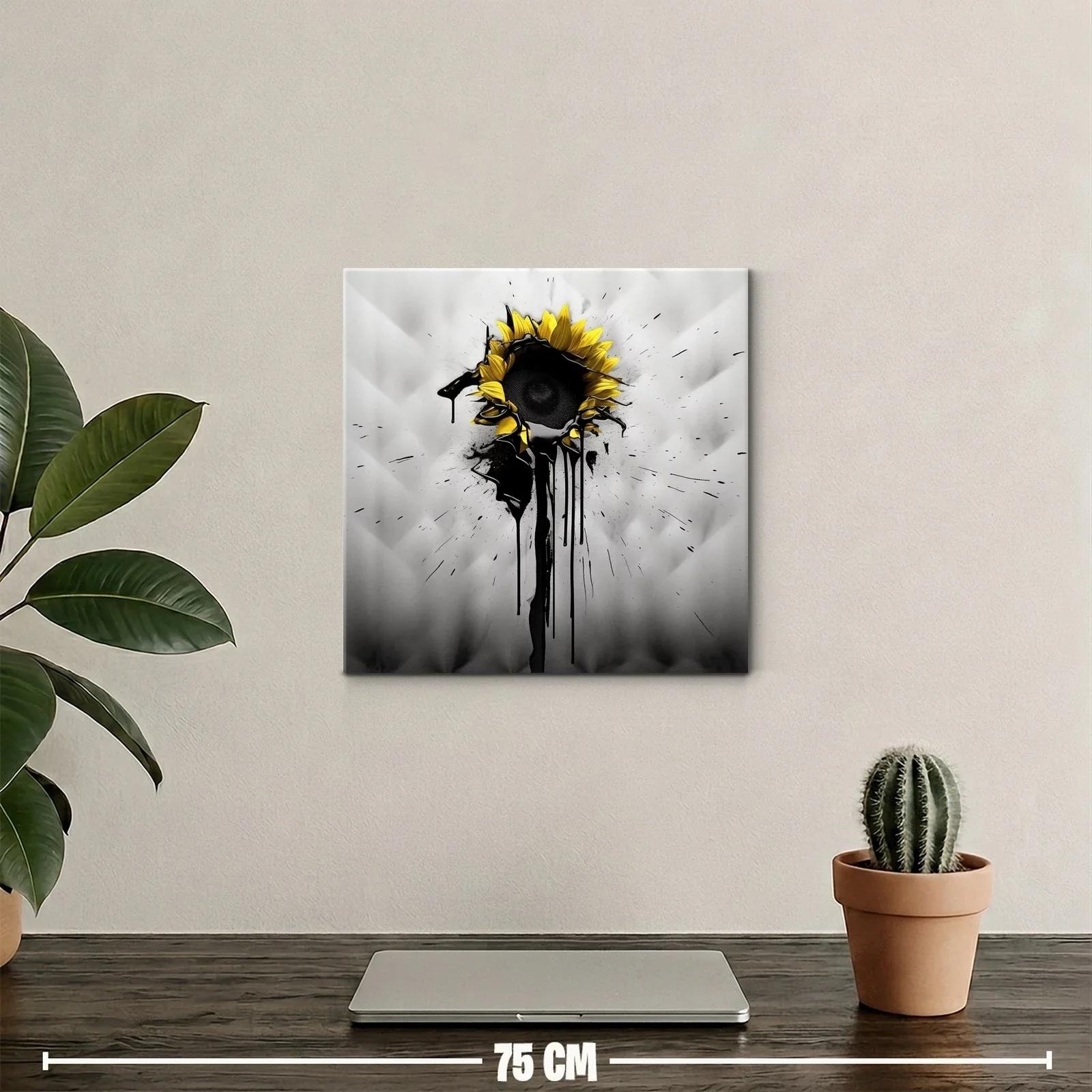 Girasol moderno con toque de tinta negra expresiva — miniatura 2