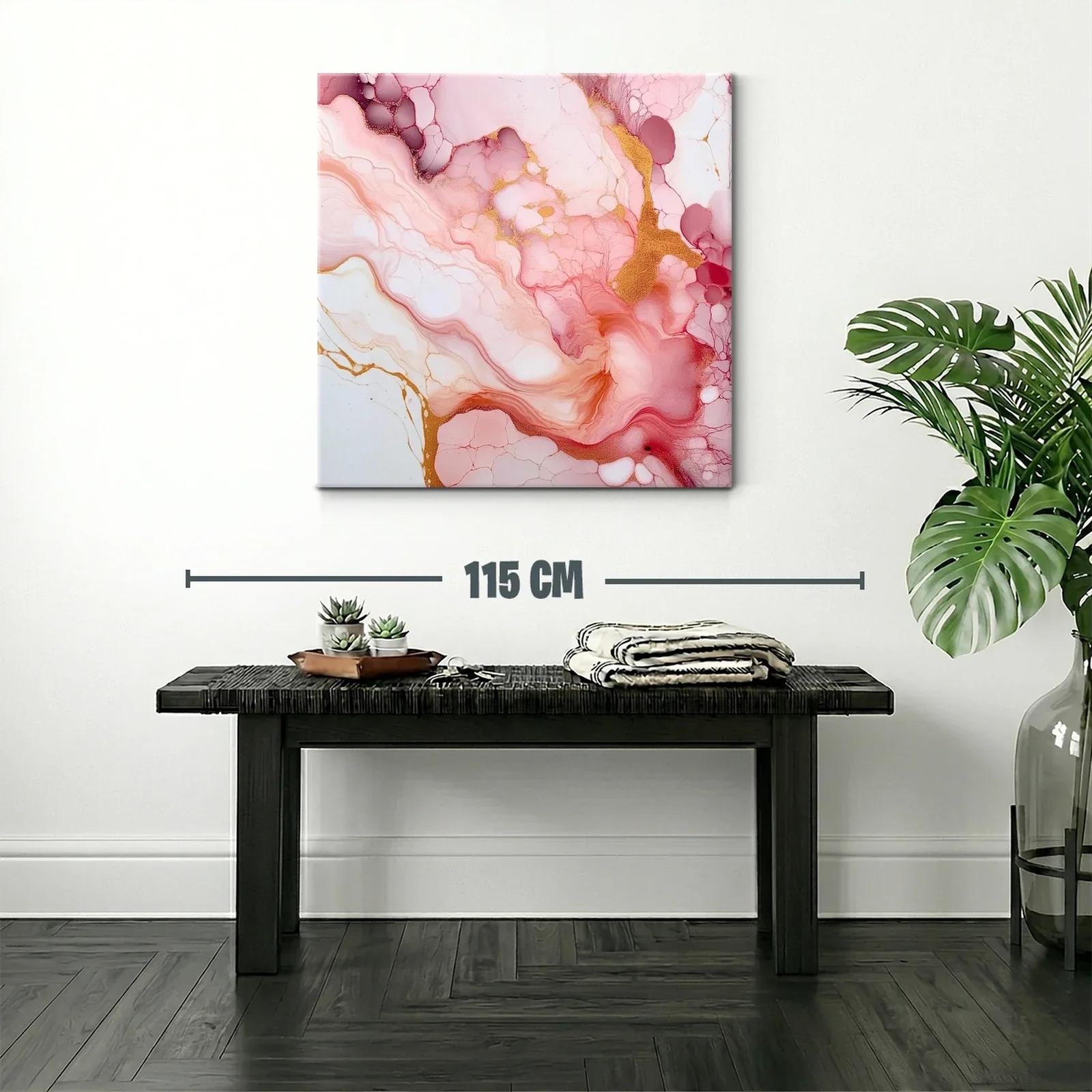 Abstracto fluido en tonos rosa con detalles dorados — miniatura 2