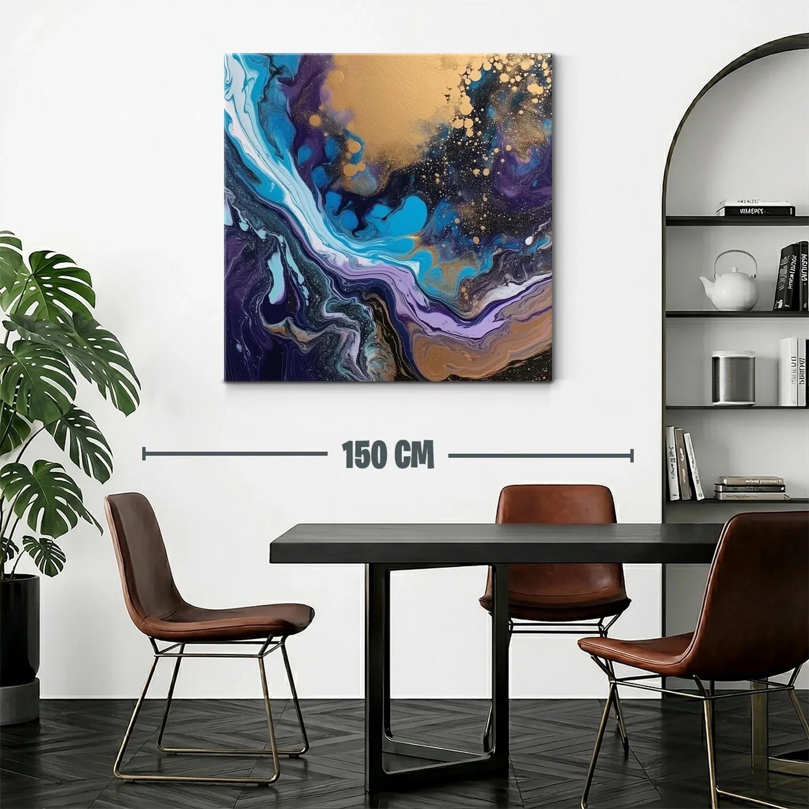 Composición abstracta en tonos azulados y dorados vibrantes — miniatura 2