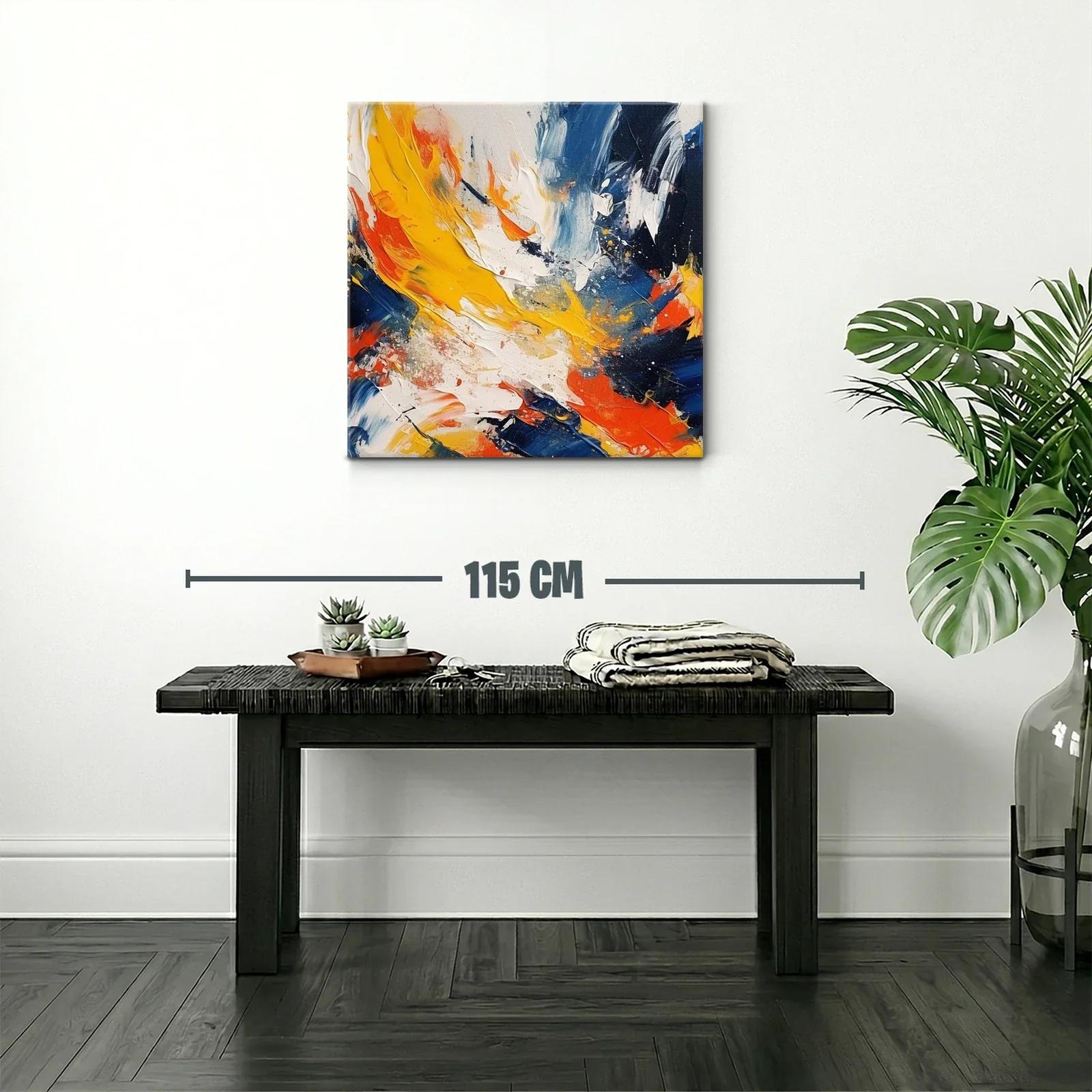 Cuadro abstracto con vivos contrastes en tonos cálidos y fríos — miniatura 2