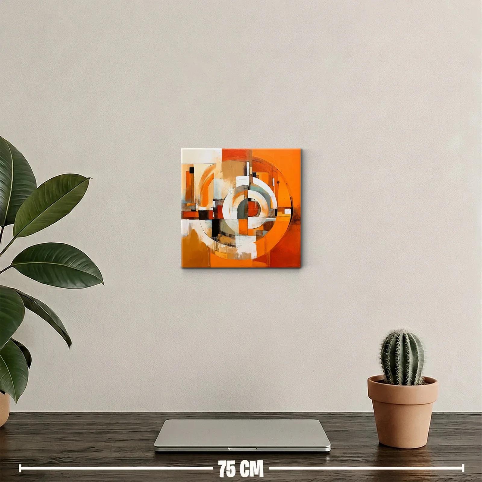 Cuadro abstracto con círculos y paleta cálida vibrante — miniatura 2