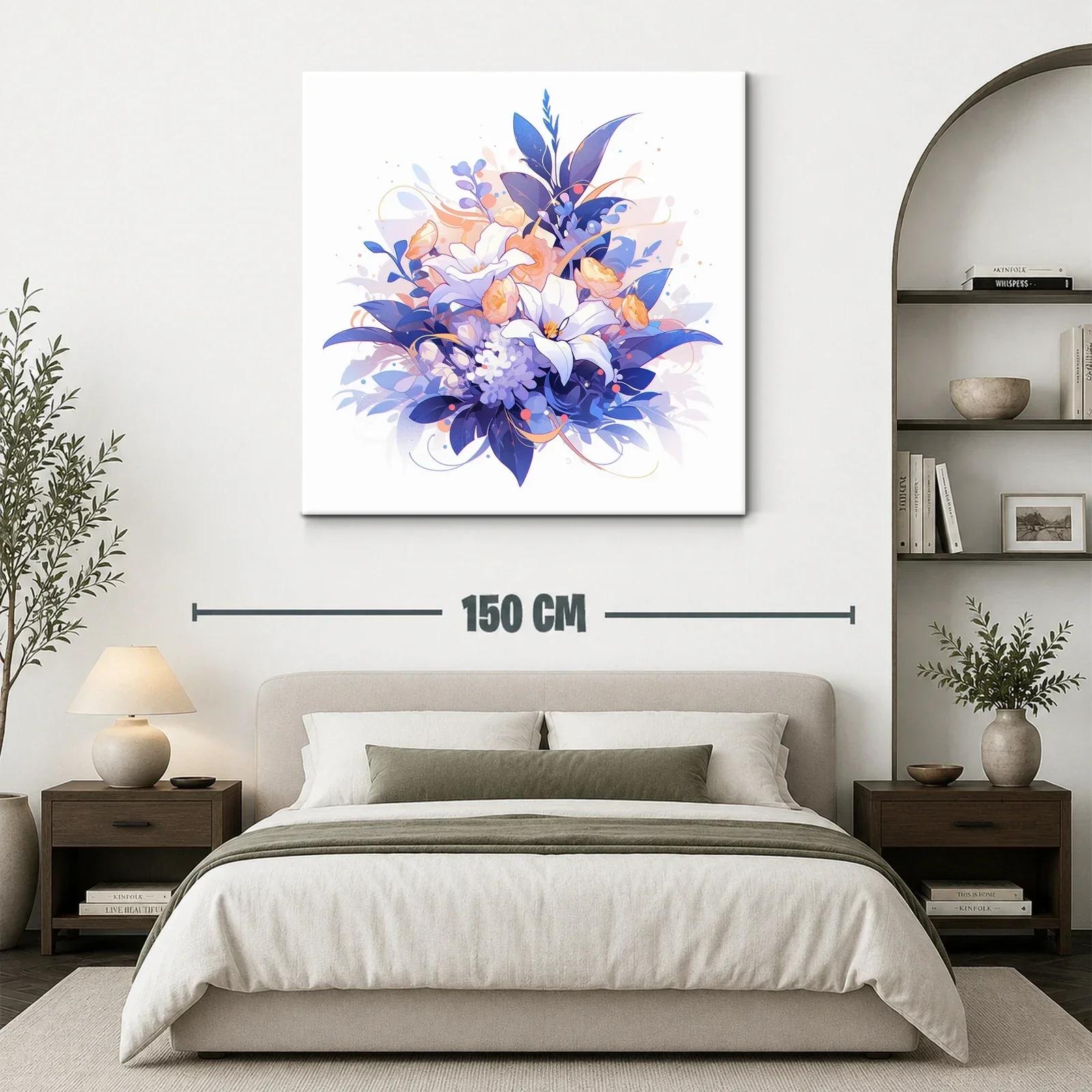 Armonioso ramo floral en tonos azules y melocotón — miniatura 3
