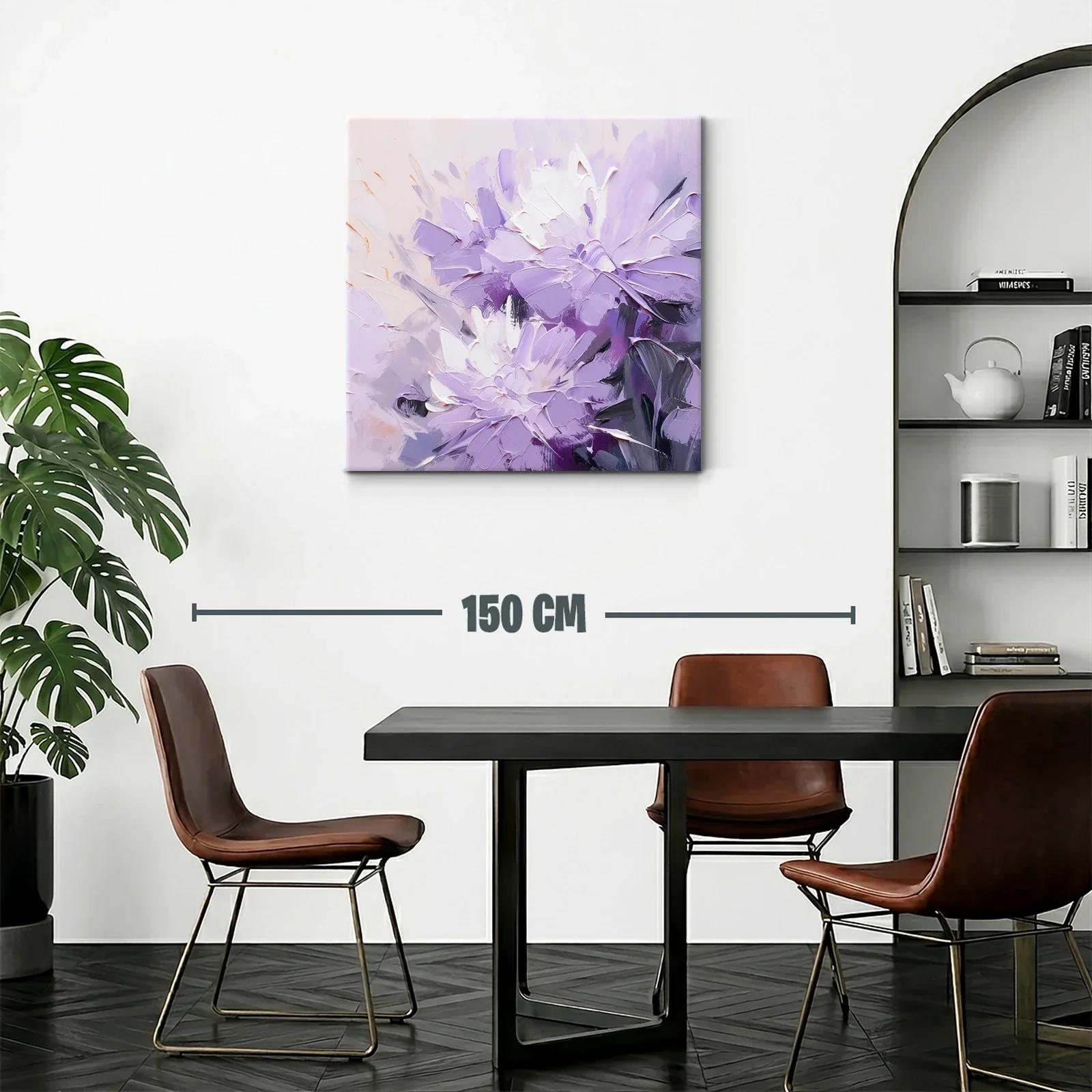 Cuadro flores lilas con toques de blanco y gris elegante — miniatura 2