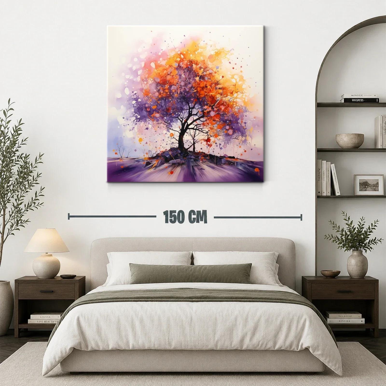 Árbol vibrante con tonos cálidos y morados en movimiento — miniatura 3