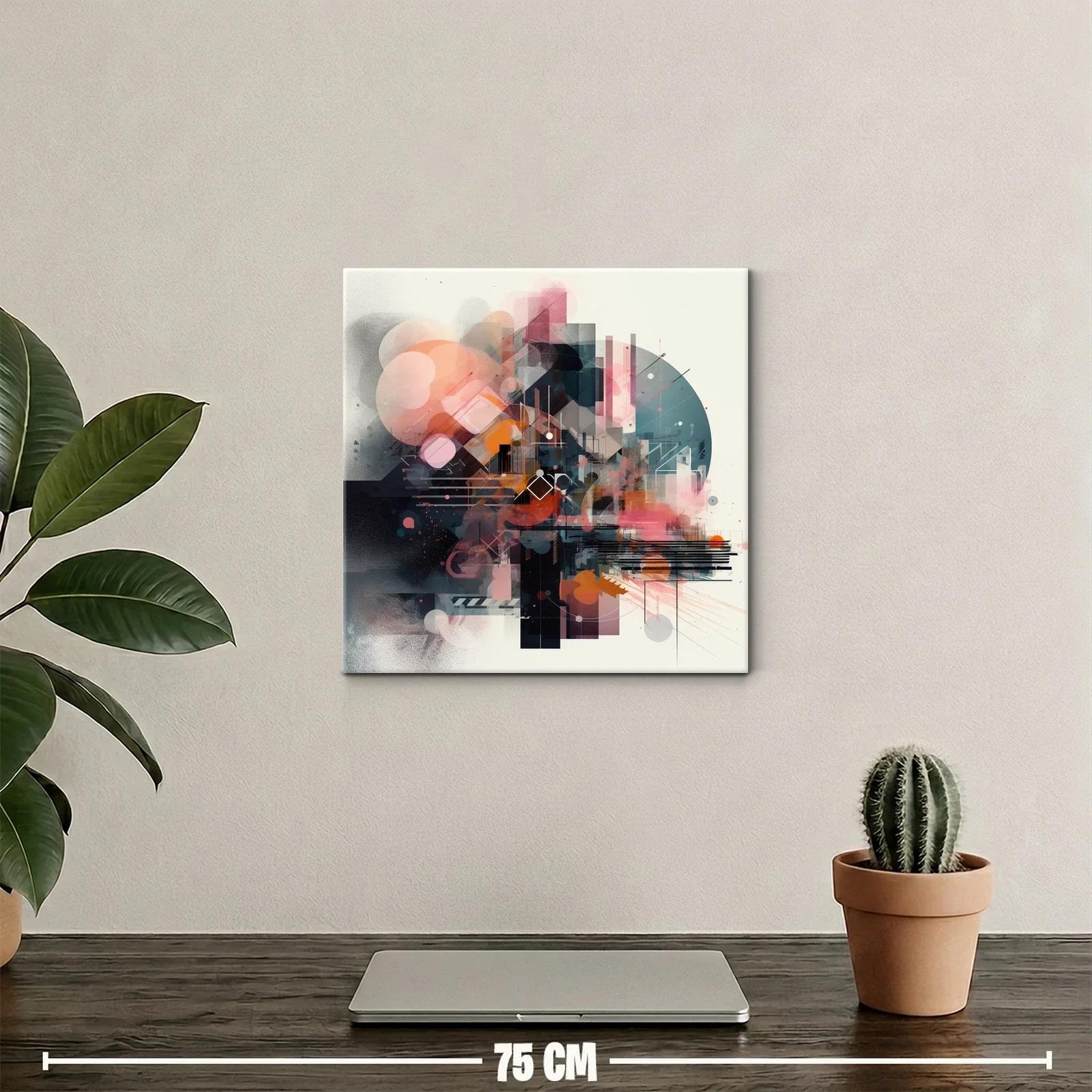 Composición abstracta en tonos cálidos y fríos con formas geométricas — miniatura 2