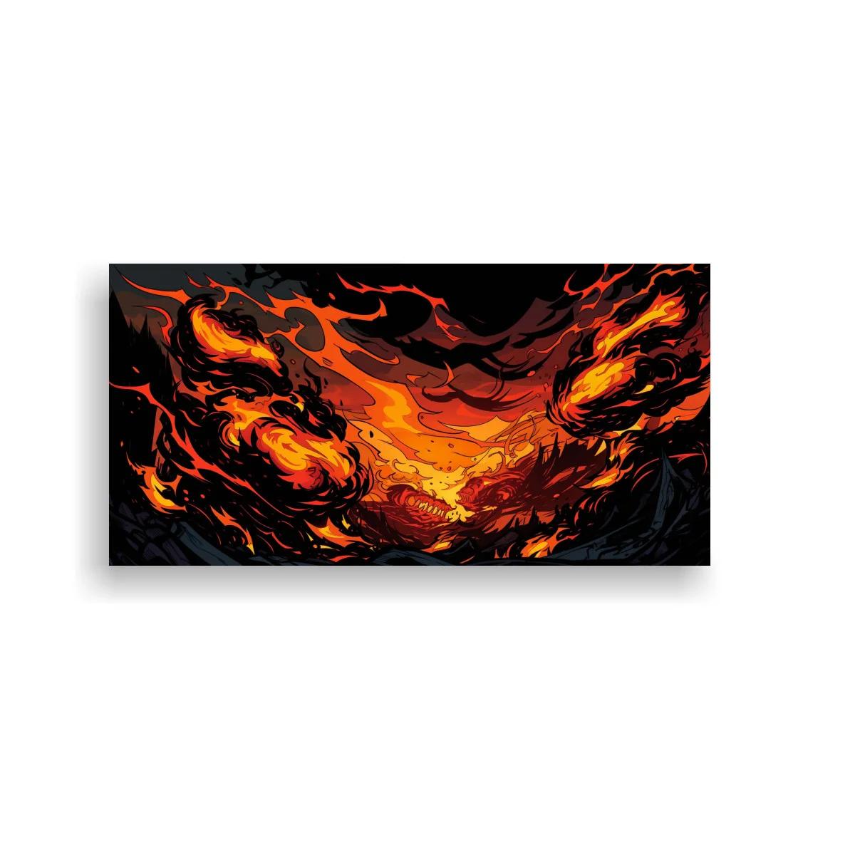 Cuadro paisaje de fuego y lava con resplandor central — imagen principal