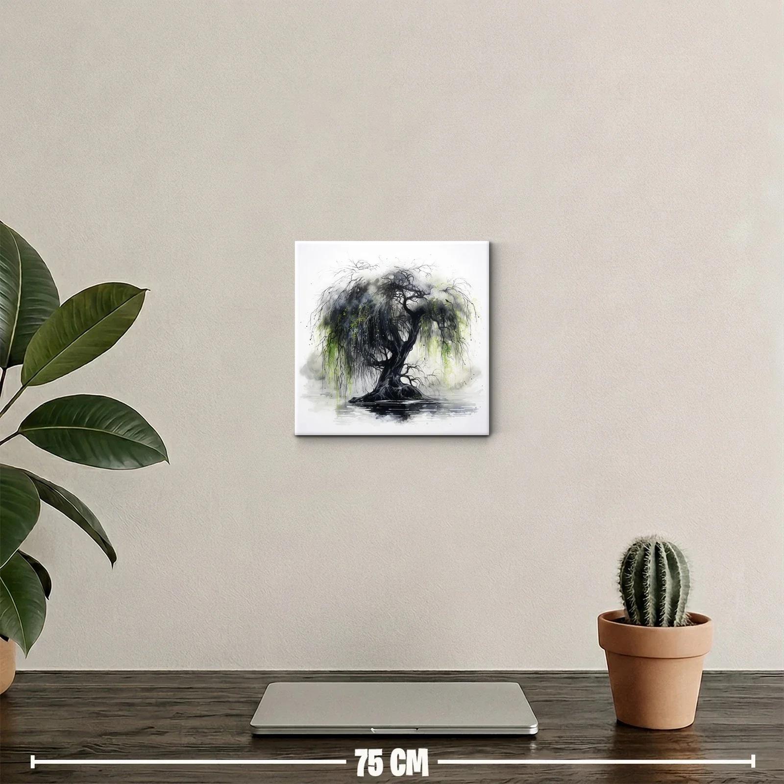 Árbol oscuro con ramas colgantes y reflejos de agua — miniatura 2