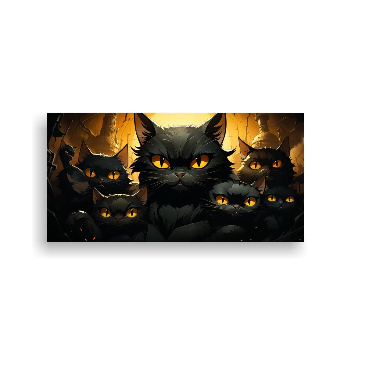 Cuadro grupo de gatos negros con ojos dorados — imagen principal