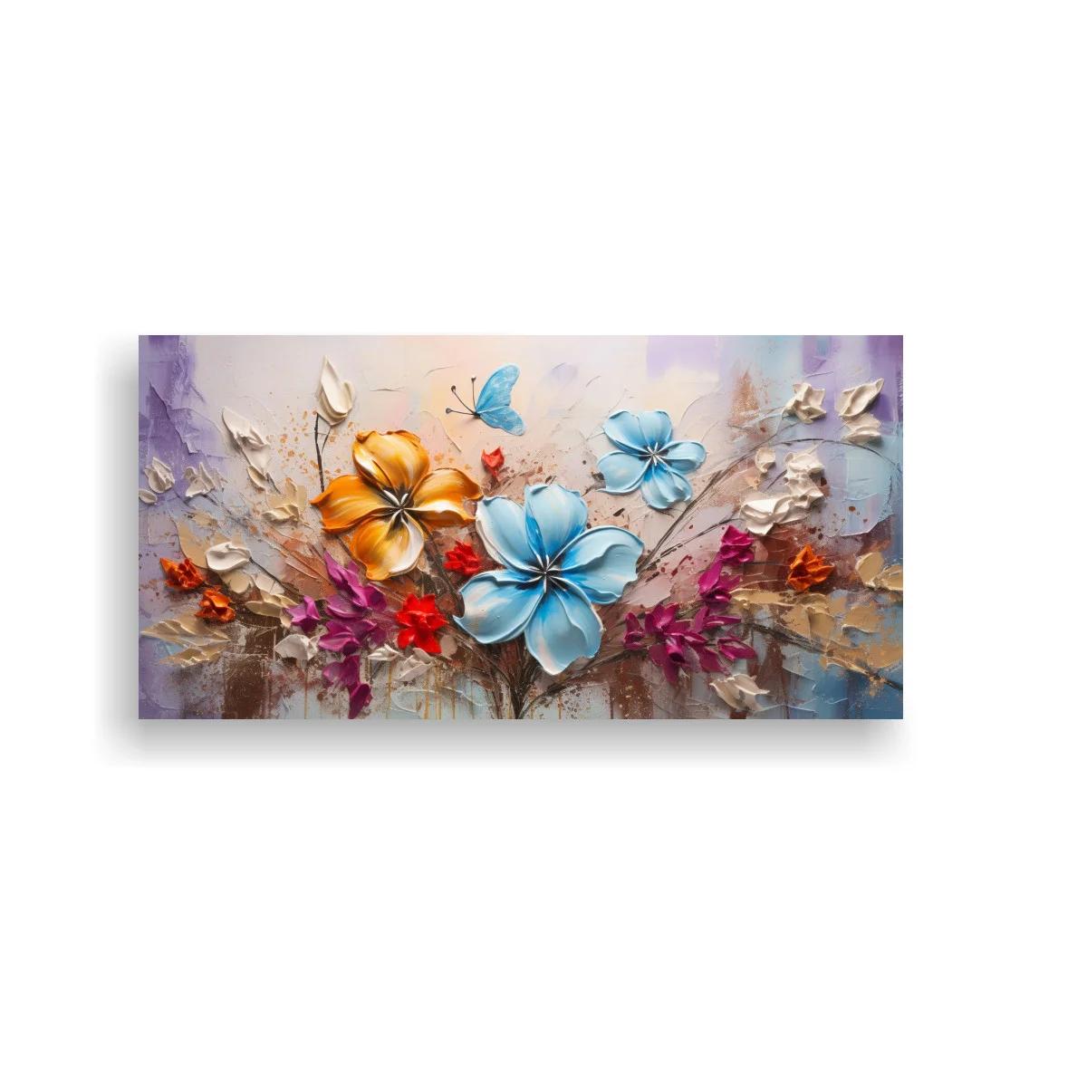 Cuadro flores azules y naranjas en relieve — imagen principal