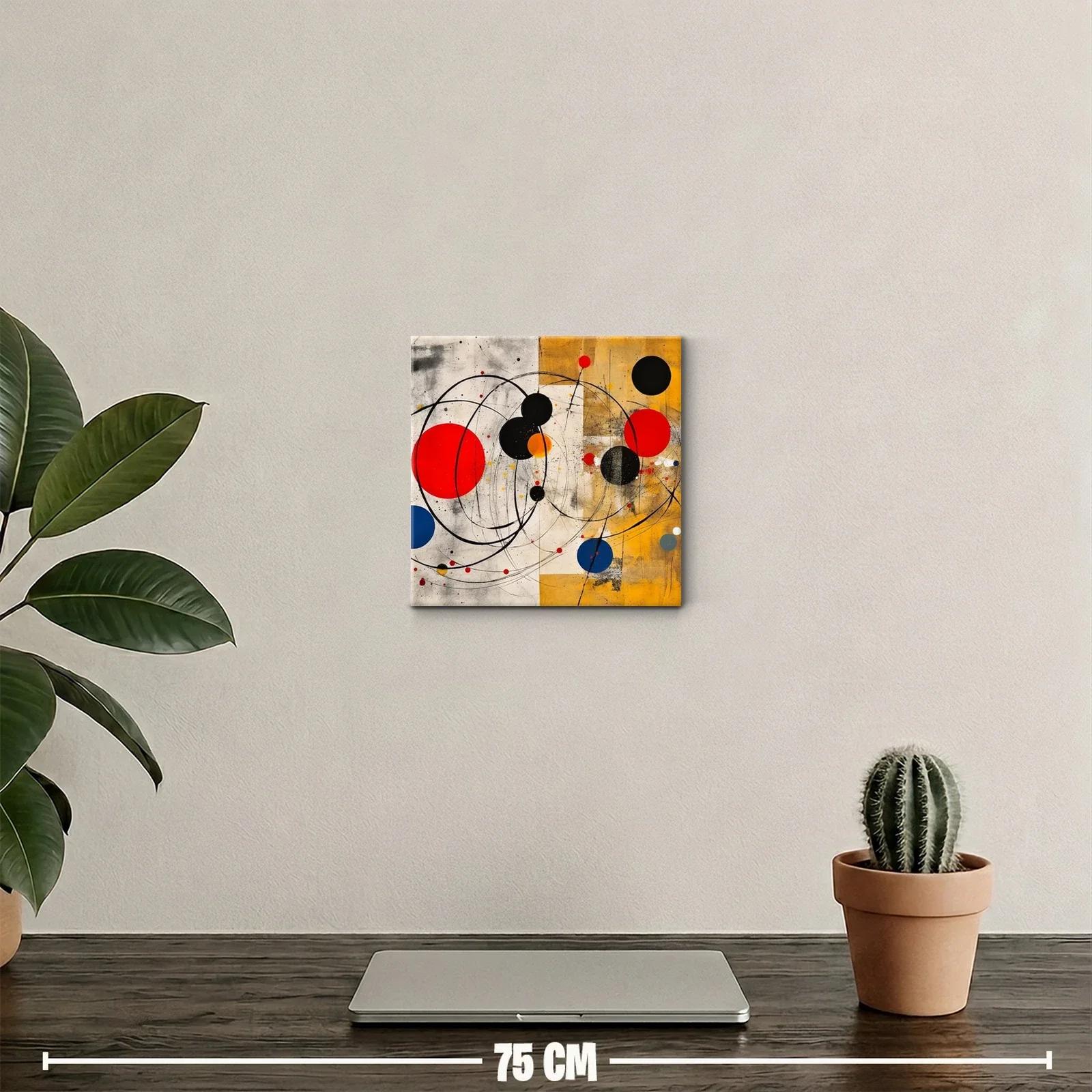 Cuadro decorativo abstracto con círculos y líneas dinámicas — miniatura 2