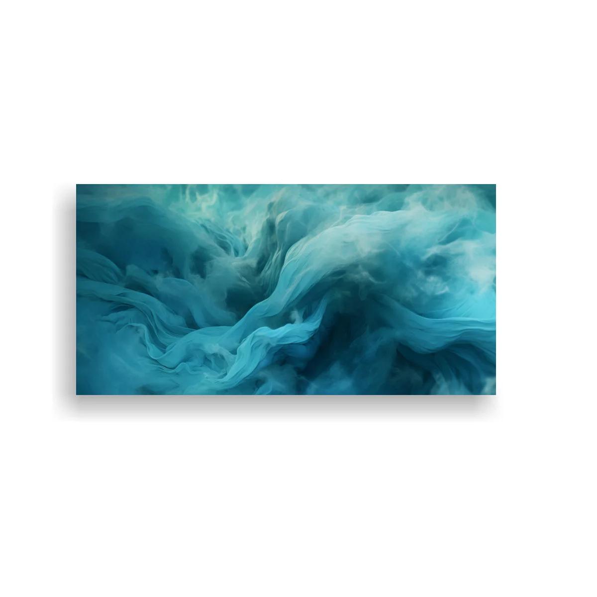 Cuadro olas abstractas turquesa con flujo vaporoso — imagen principal