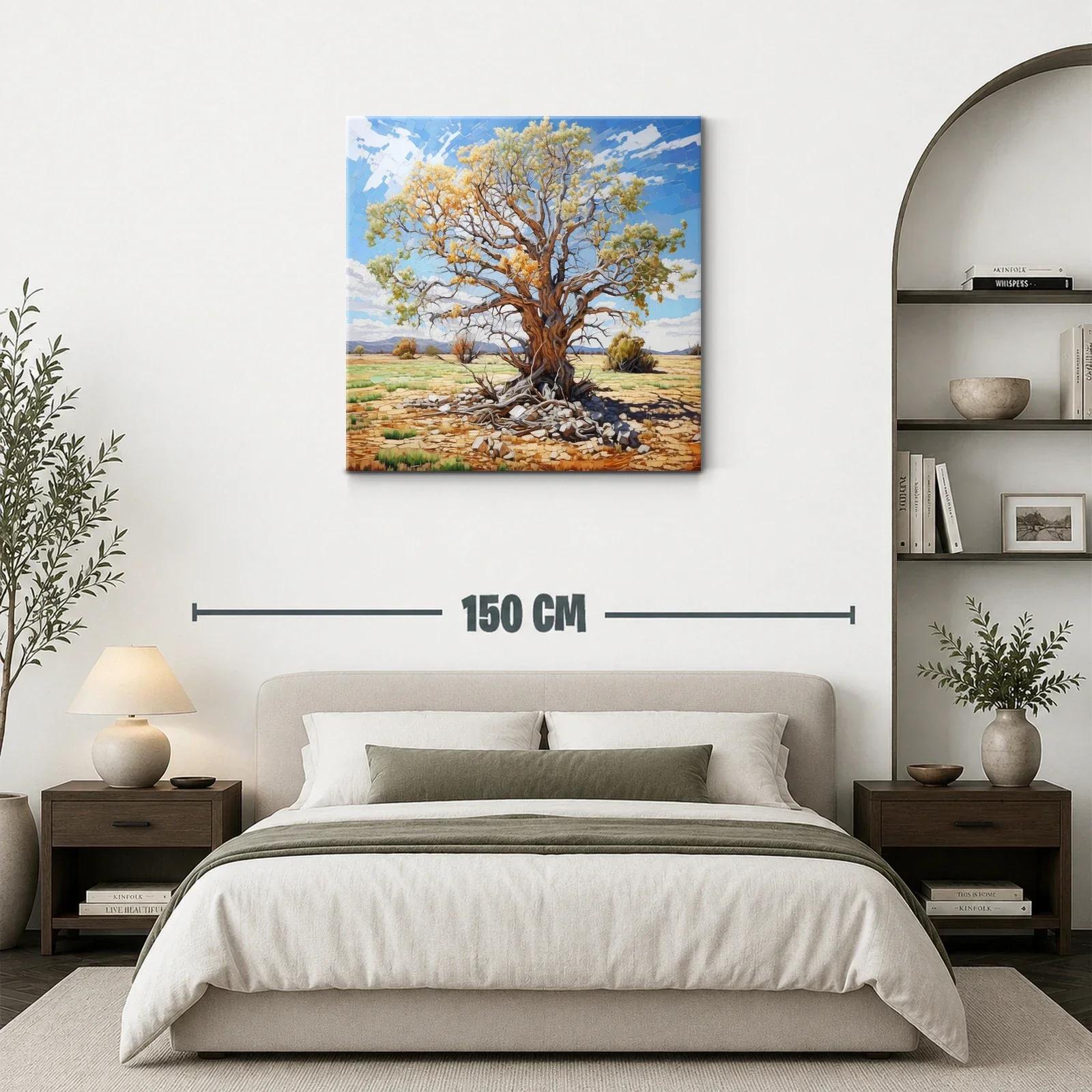 Árbol con hojas doradas en paisaje soleado — miniatura 3