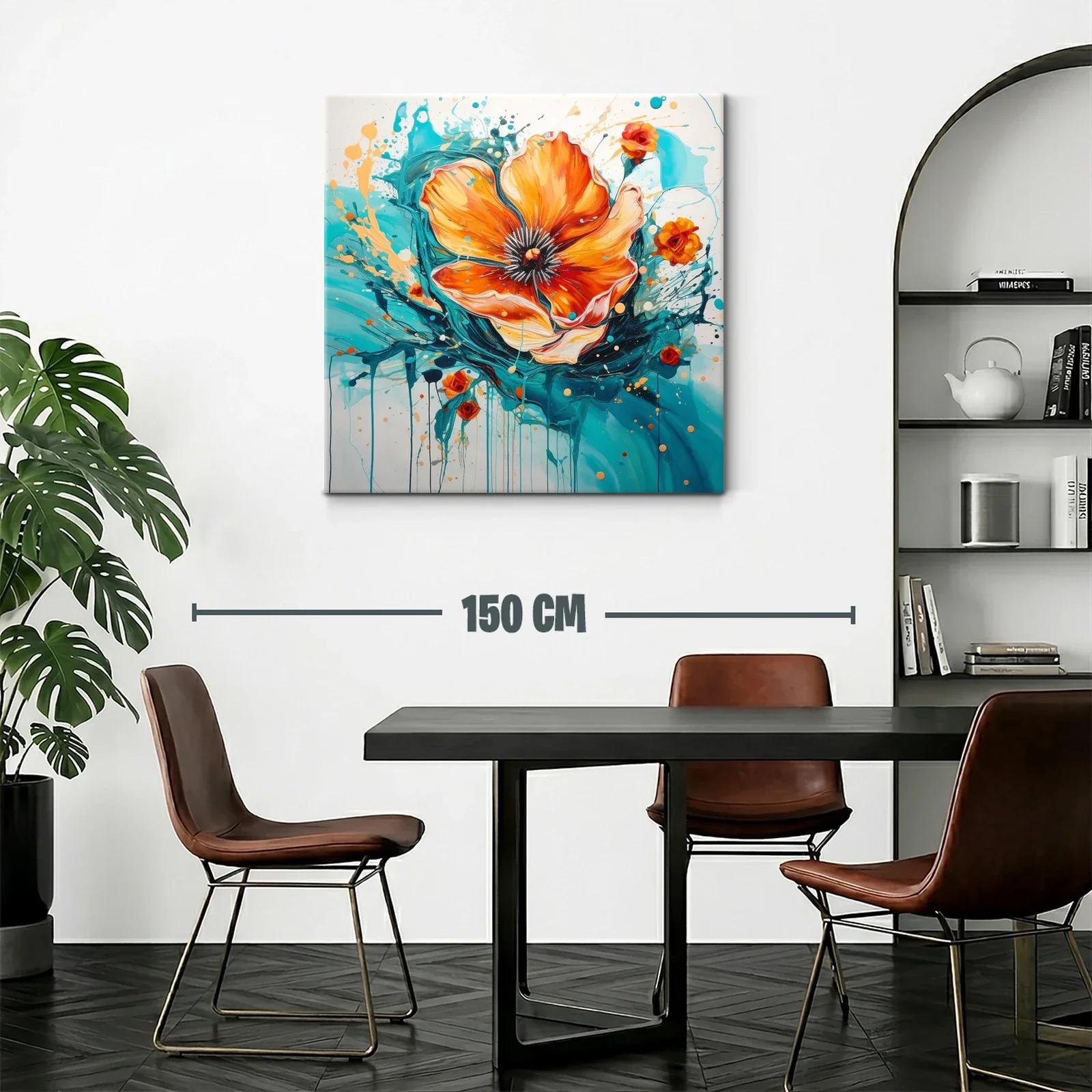 Flor vibrante en tonos turquesa y naranja dinámicos — miniatura 2