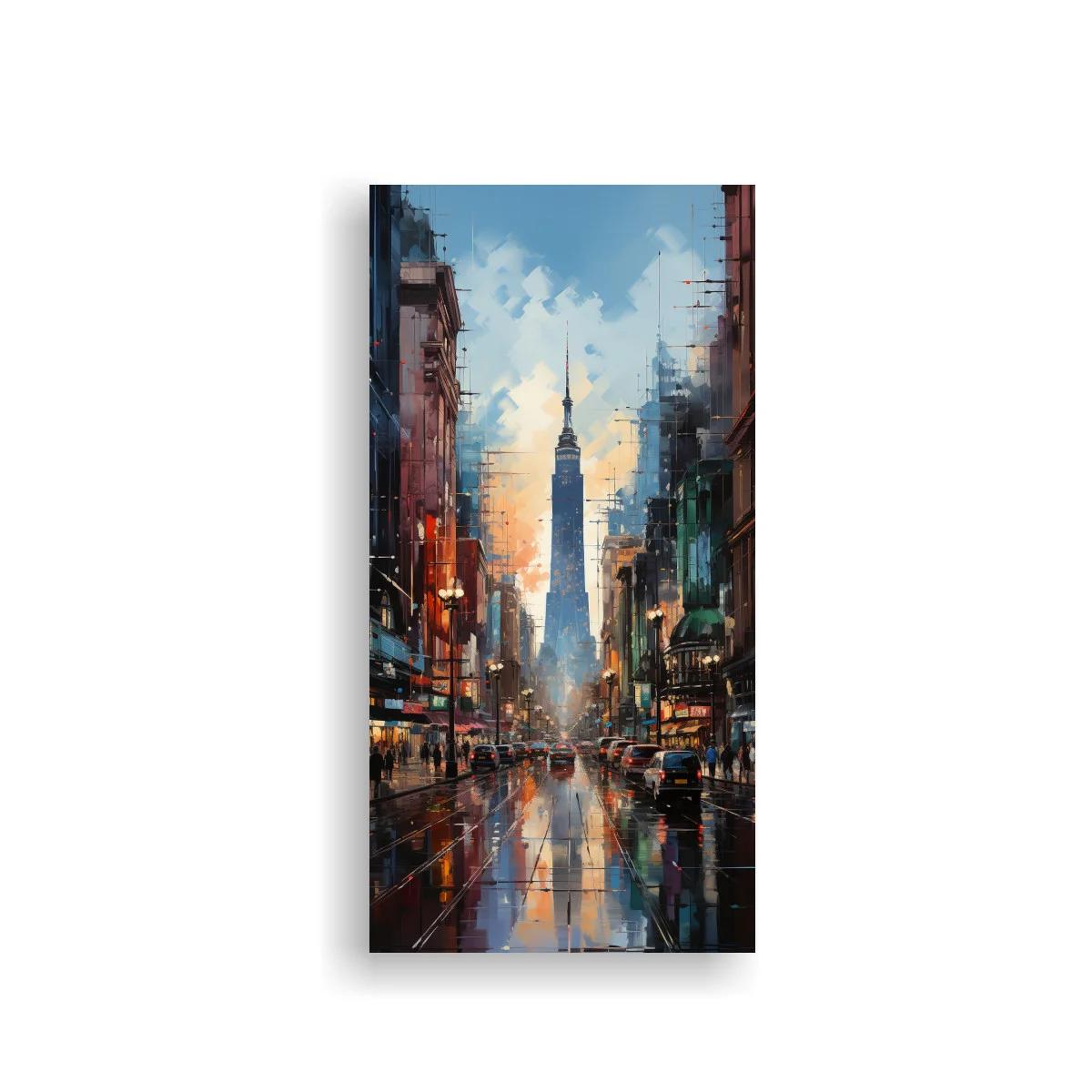 Cuadro Empire State Building con avenida mojada — imagen principal