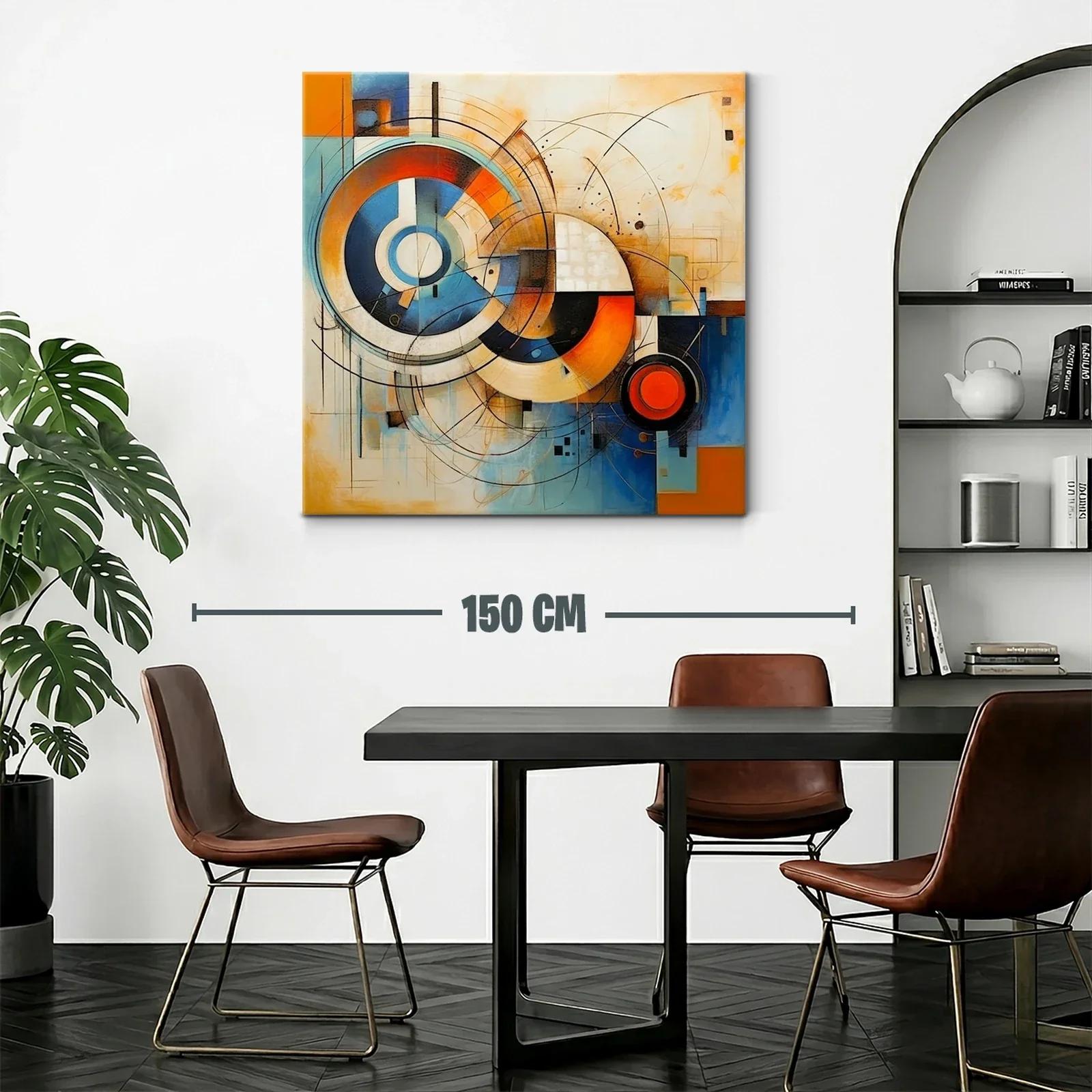 Composición geométrica con círculos en tonos cálidos y azules — miniatura 2