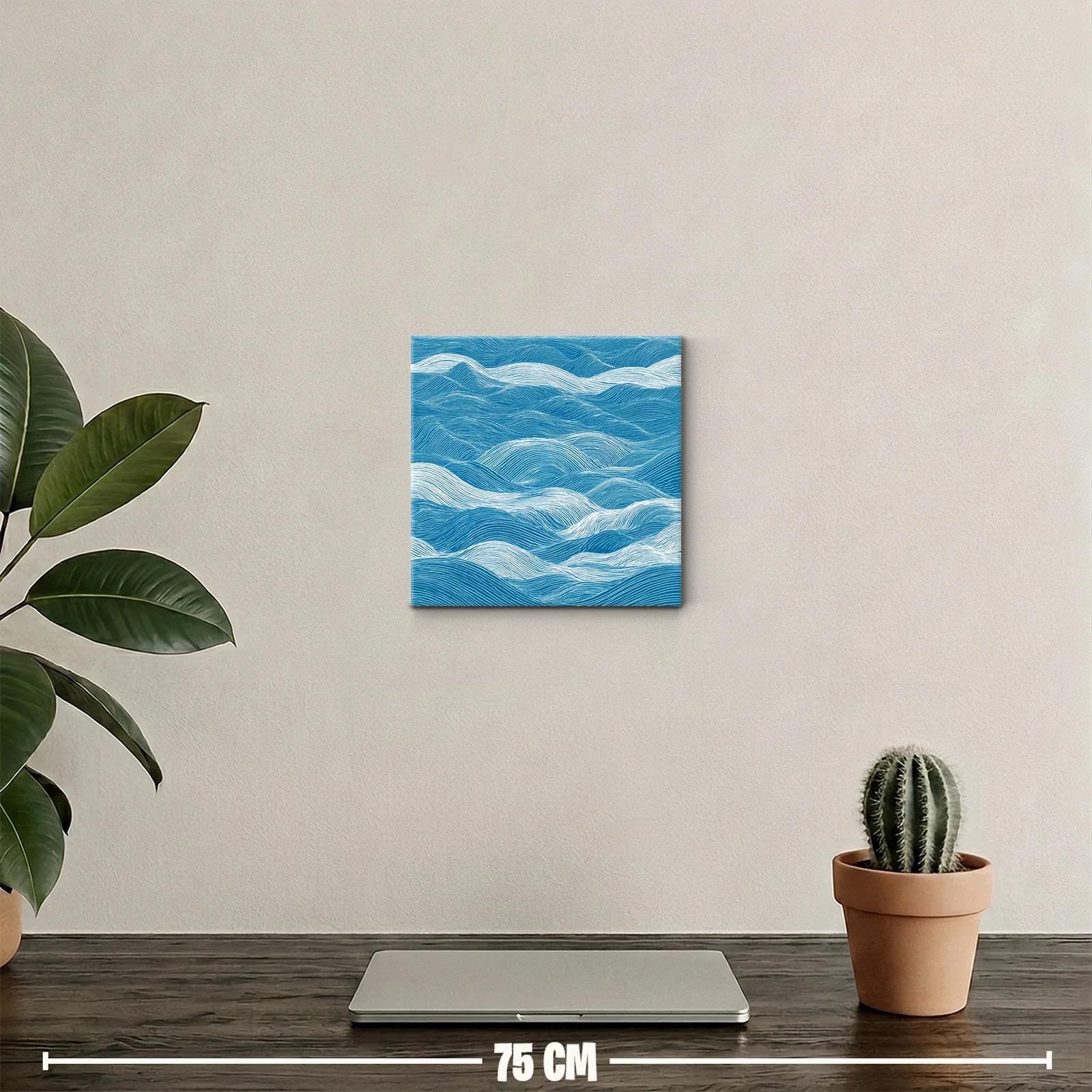 Cuadro Abstracto con Ondas en Tonos Azul y Blanco — miniatura 2