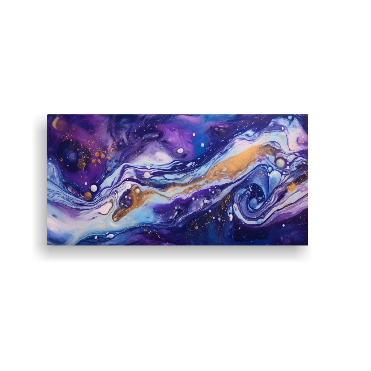 Cuadro remolino abstracto de tinta violeta y dorado — imagen principal