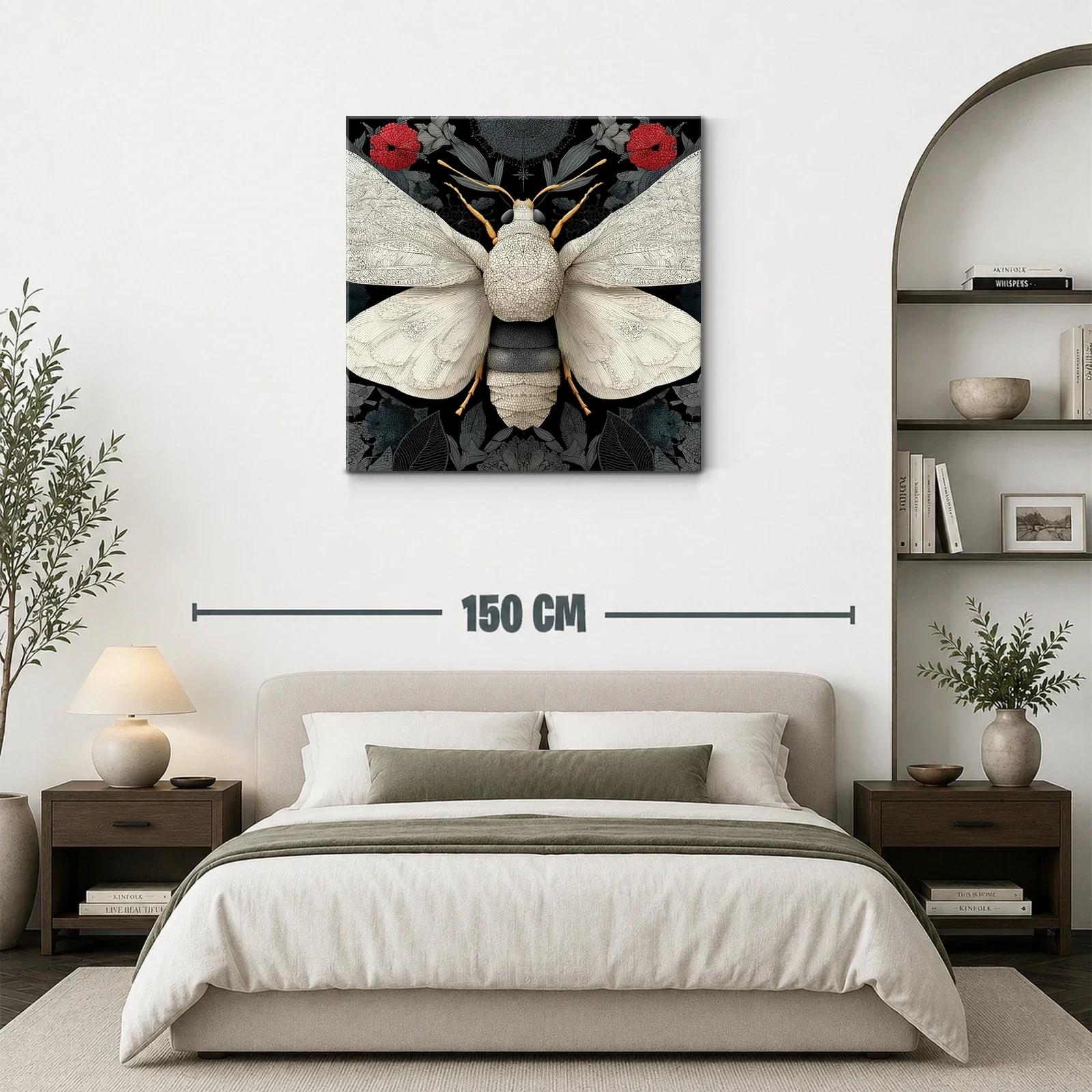 Mariposa Blanca sobre Fondo Floral en Tonos Oscuros — miniatura 3