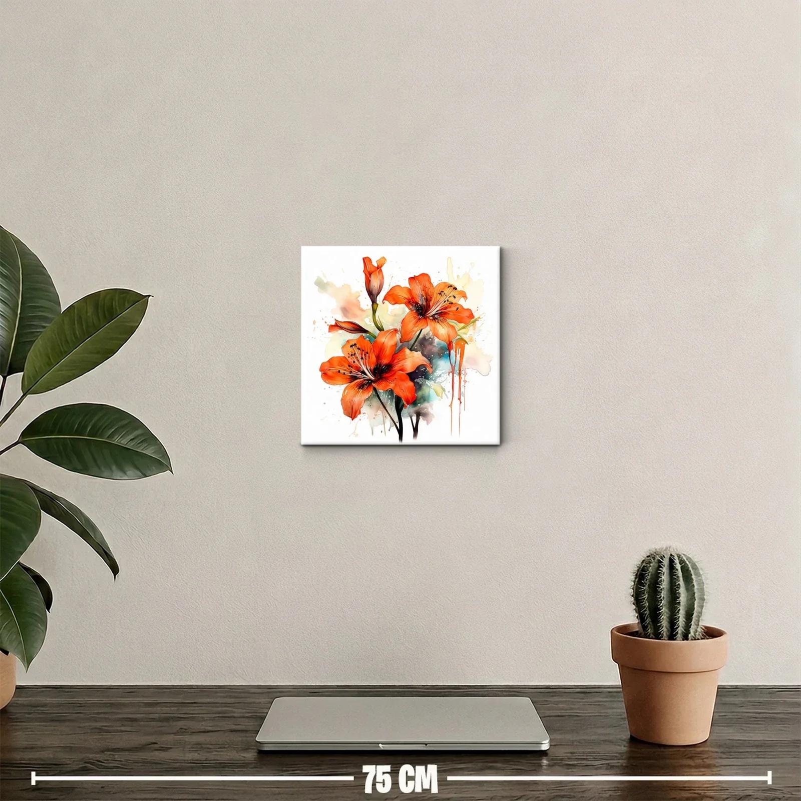 Cuadro decorativo con flores en tonos naranjas vibrantes — miniatura 2