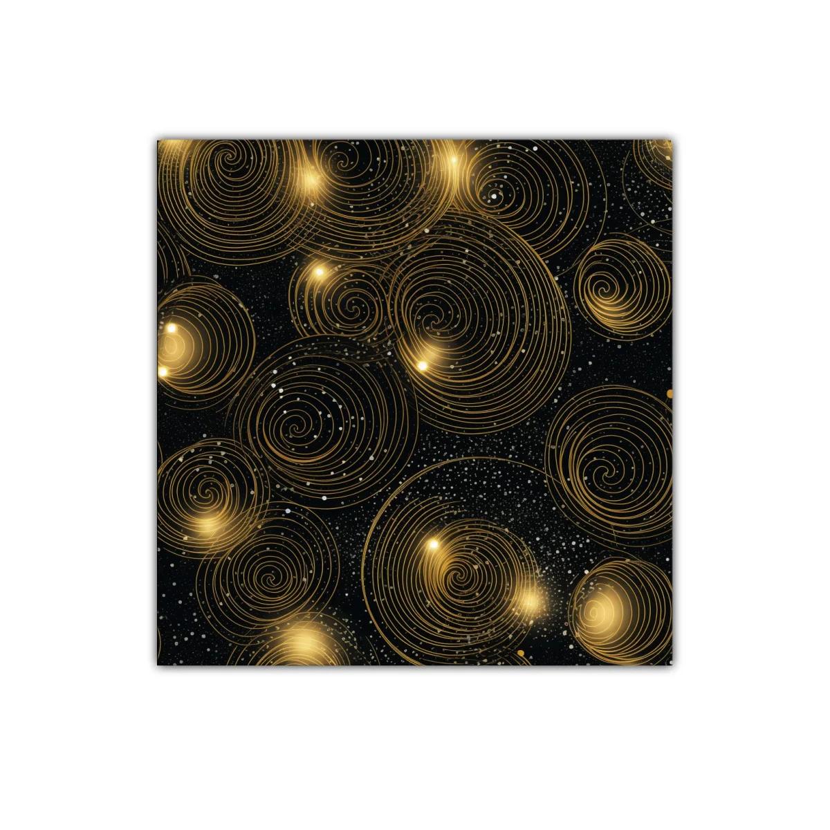 Cuadro abstracto con espirales doradas sobre fondo oscuro — imagen principal
