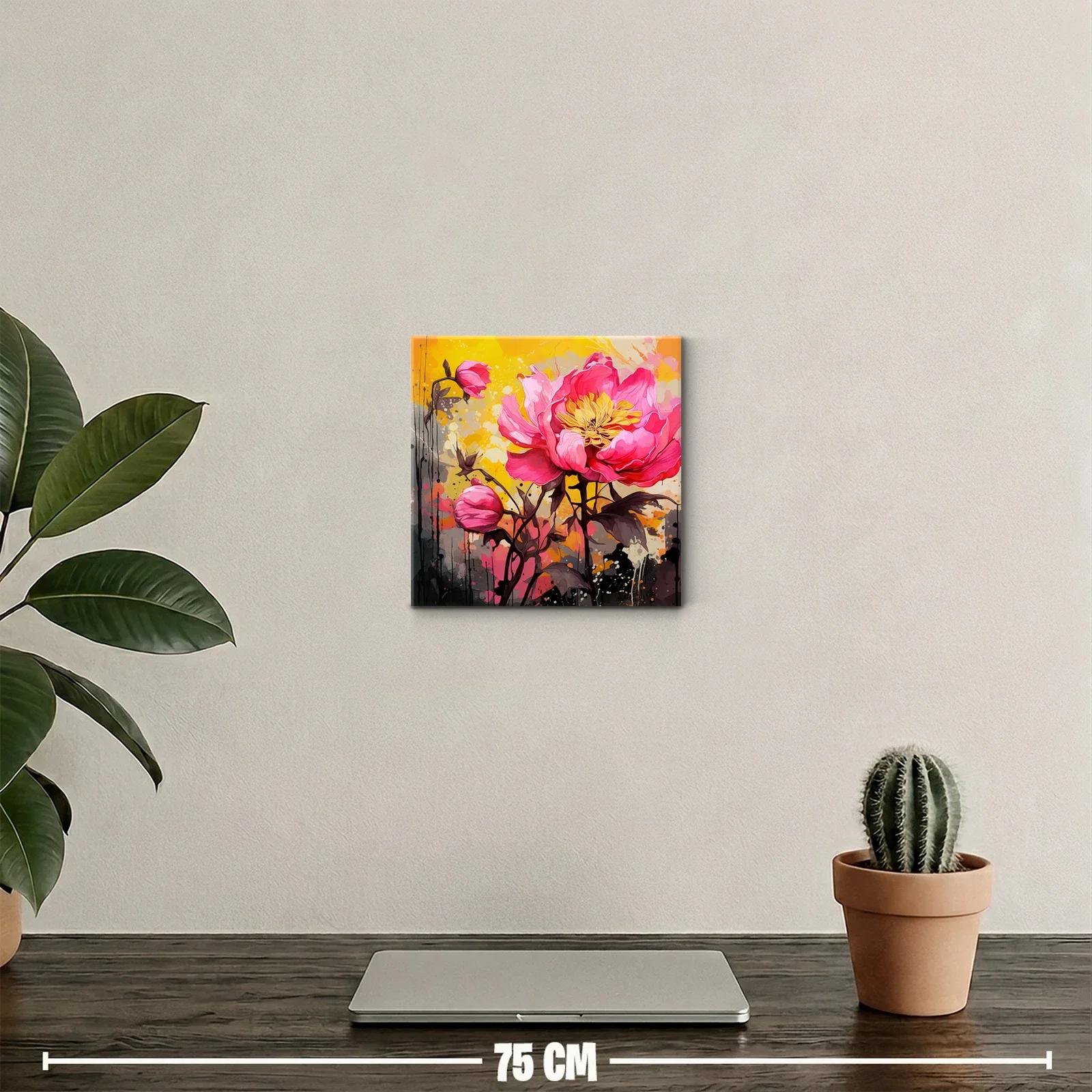 Cuadro decorativo con flores rosas vibrantes y fondo luminoso — miniatura 2