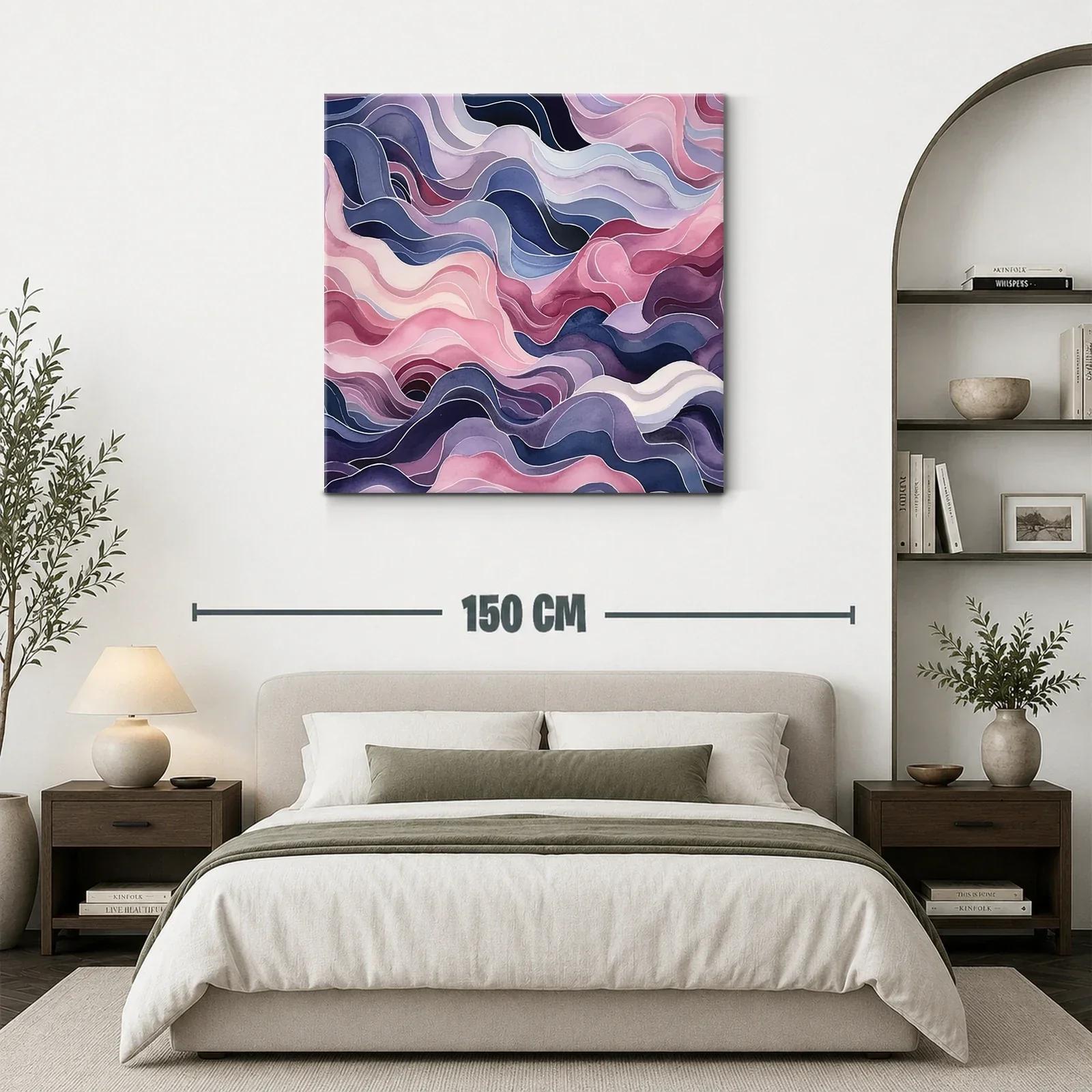 Cuadro abstracto elegante en tonos suaves y ondas fluidas — miniatura 3
