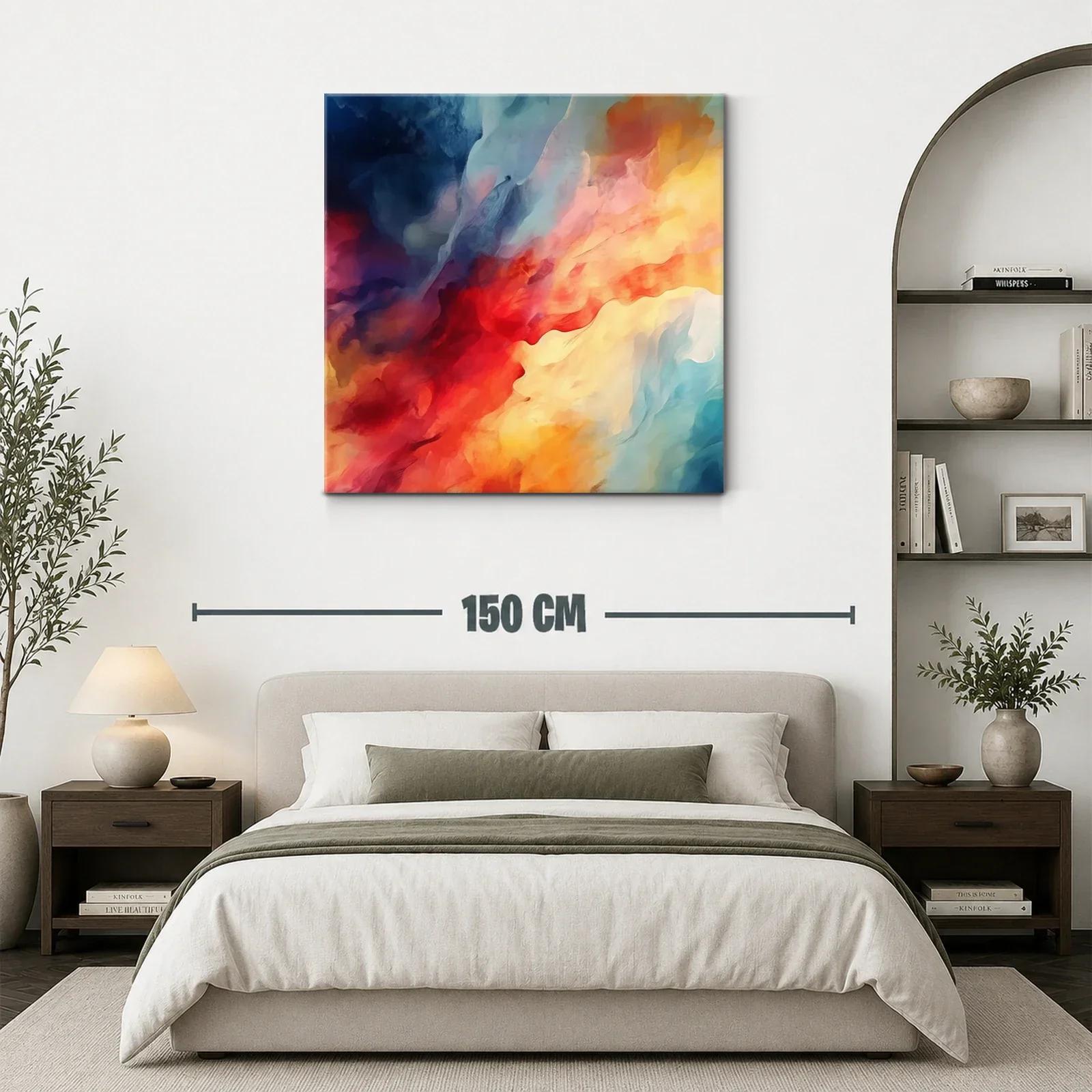 Cuadro abstracto con vibrantes tonos cálidos y fríos — miniatura 3