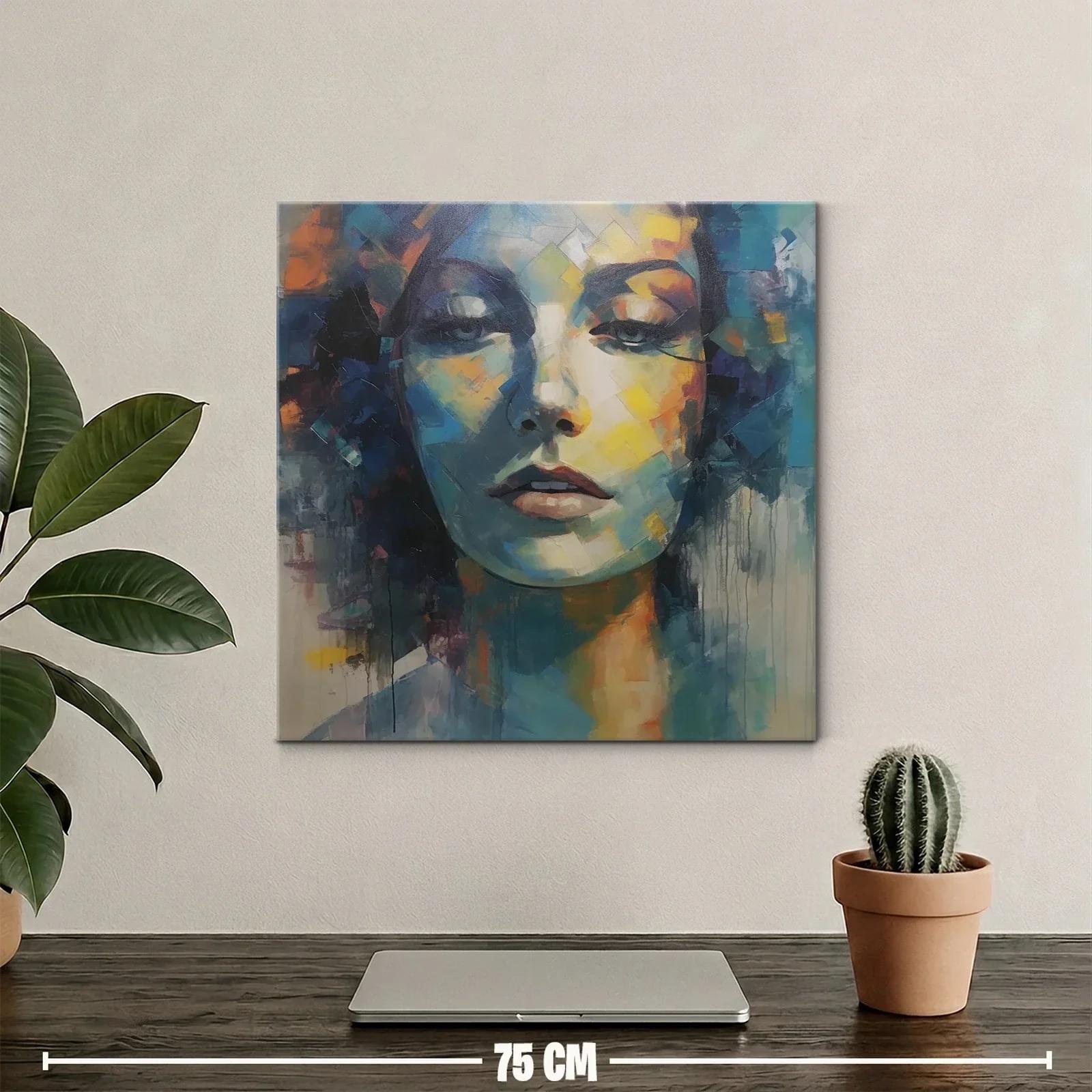 Retrato abstracto con expresiva gama de azules y amarillos — miniatura 2