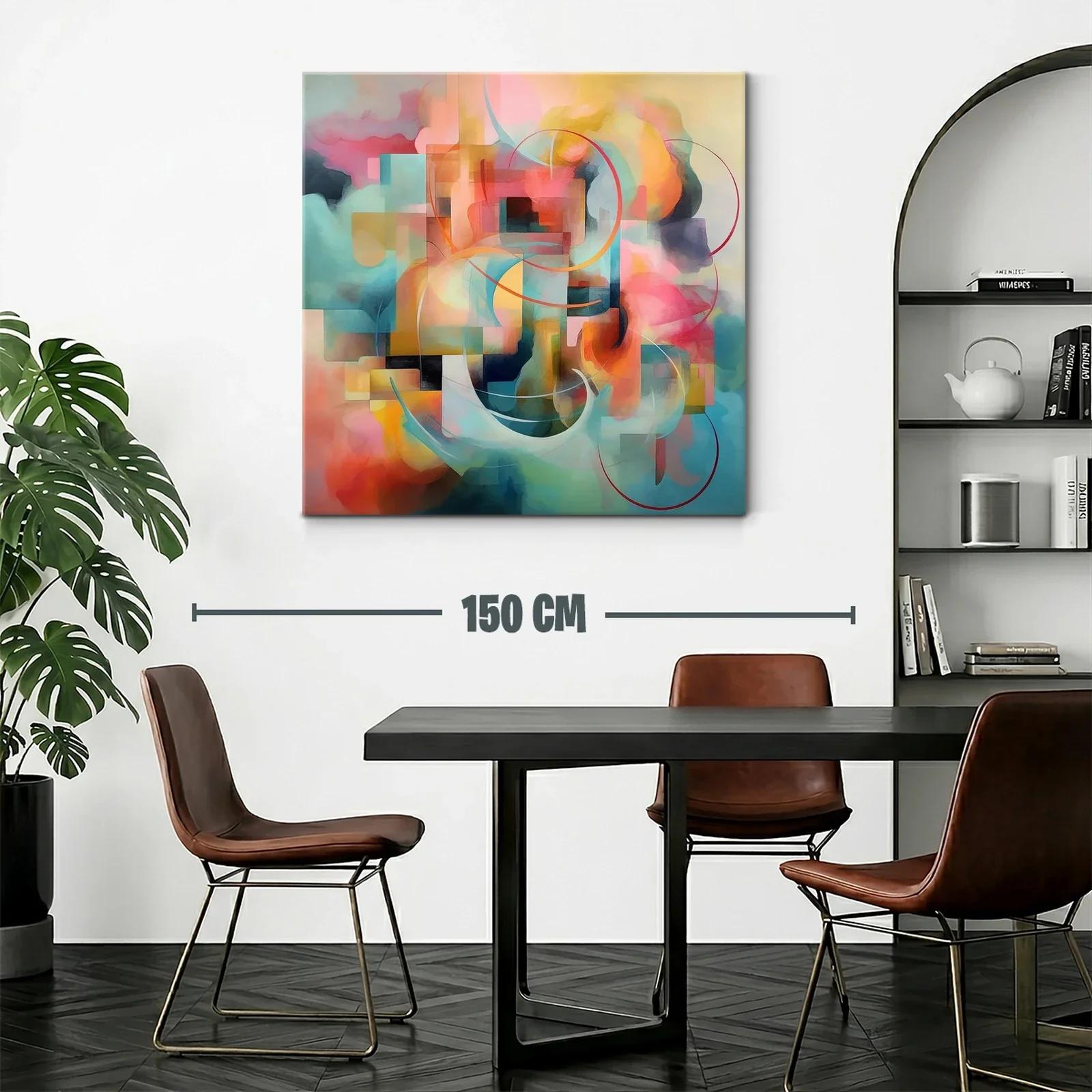 Composición abstracta con tonos cálidos y fríos entrelazados — miniatura 2