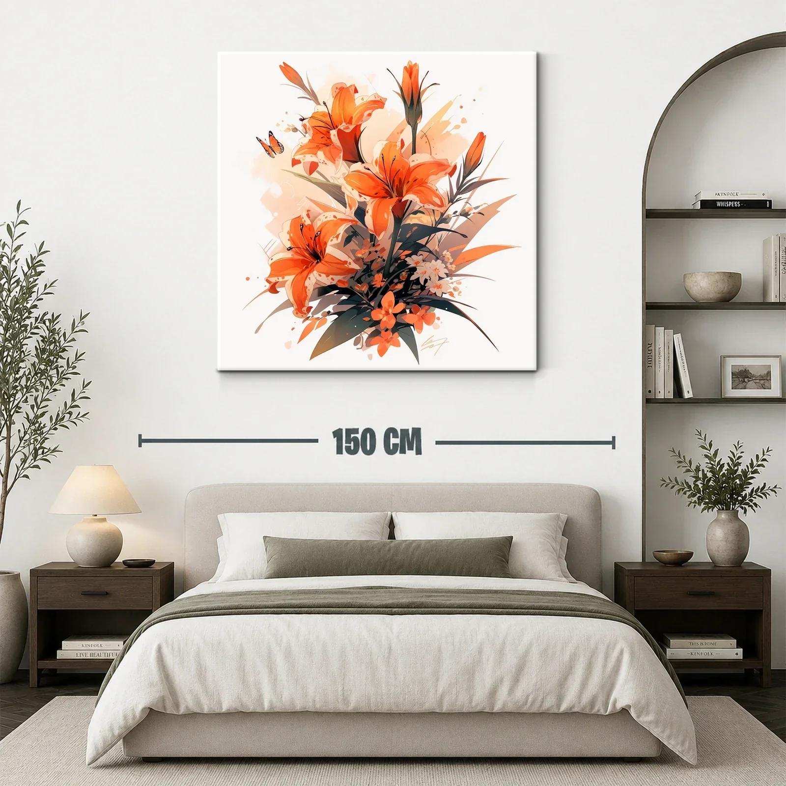 Ramo vibrante con lirios naranjas y mariposa delicada — miniatura 3