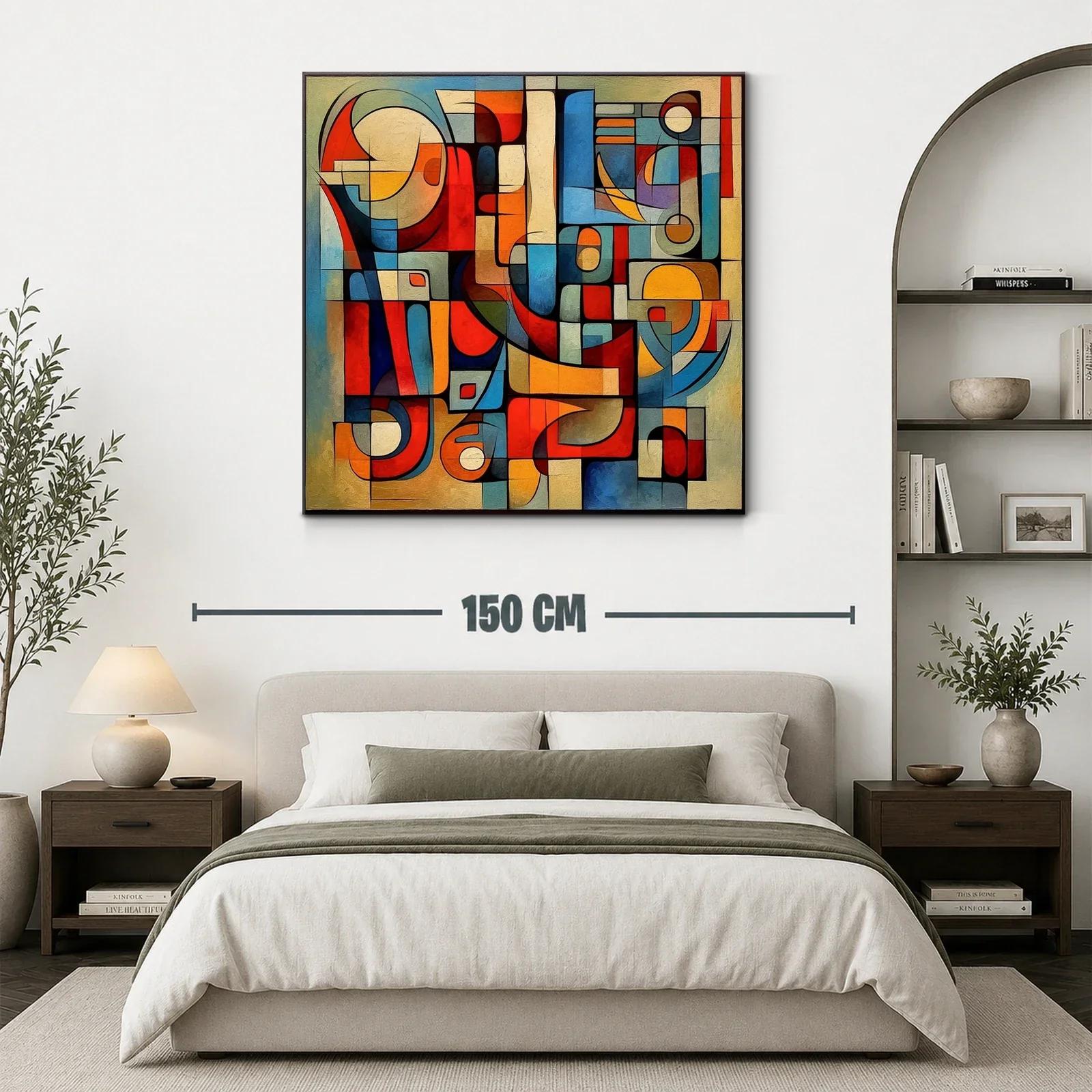 Composición abstracta en tonos cálidos y fríos vibrantes — miniatura 3