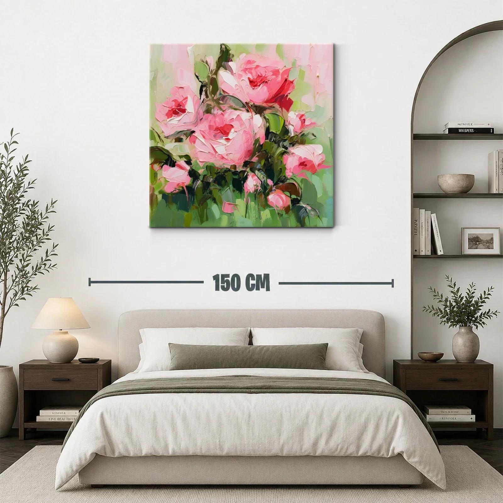 Cuadro florales en tonos rosas y verdes vibrantes — miniatura 3