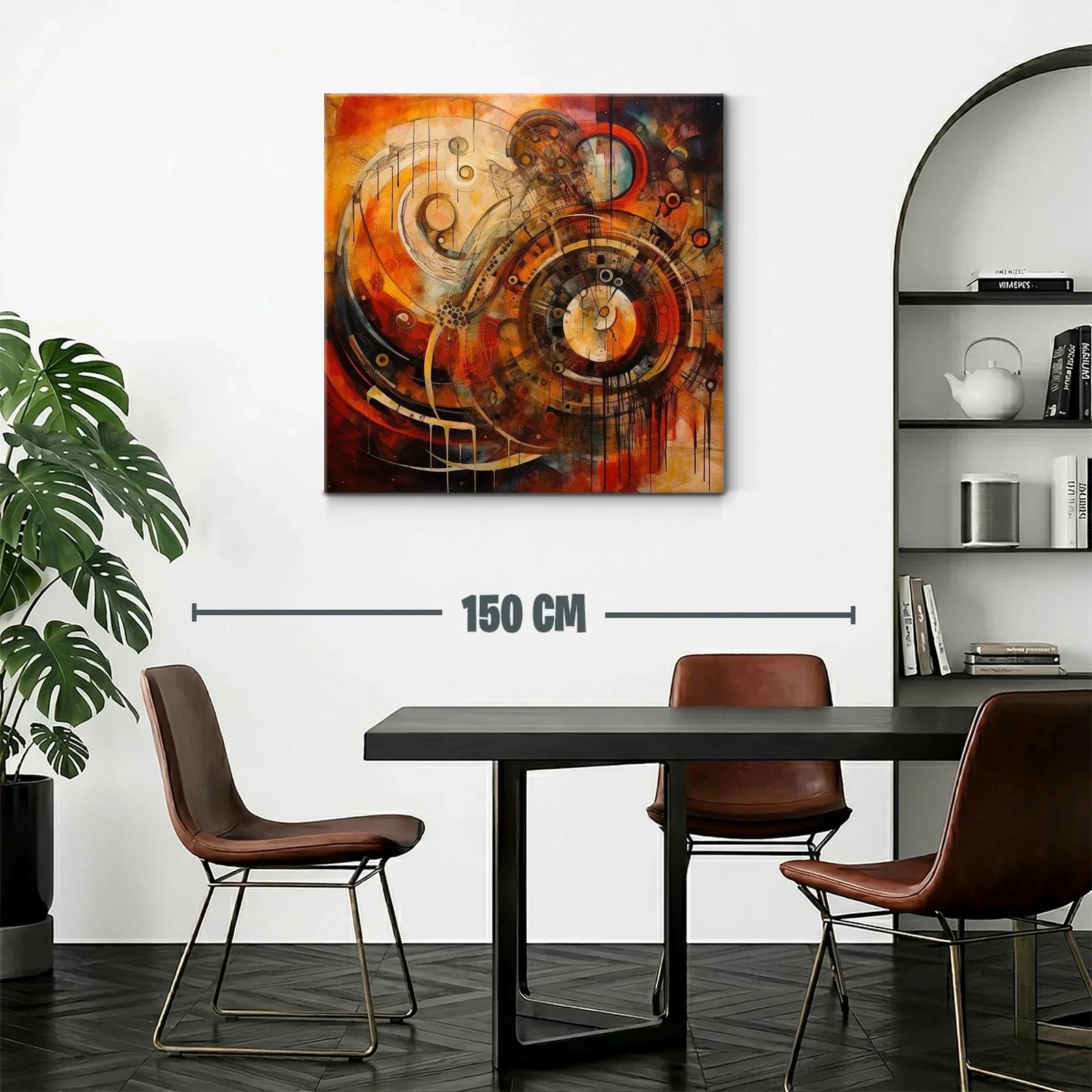 Cuadro abstracto con formas circulares y tonos cálidos intensos — miniatura 2