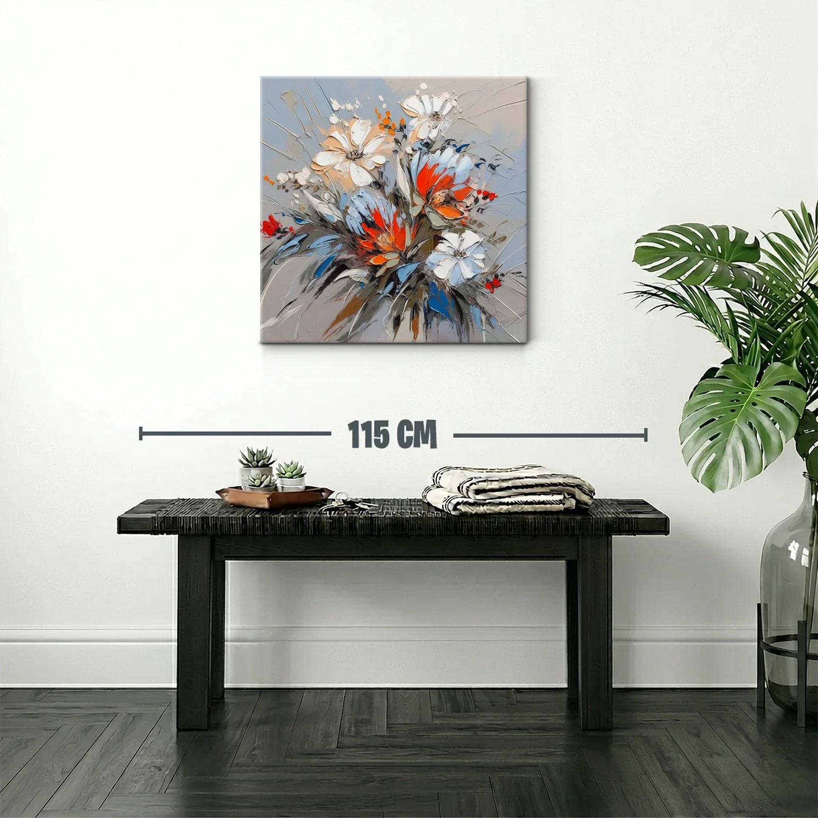 Composición floral vibrante con tonos cálidos y fríos — miniatura 2