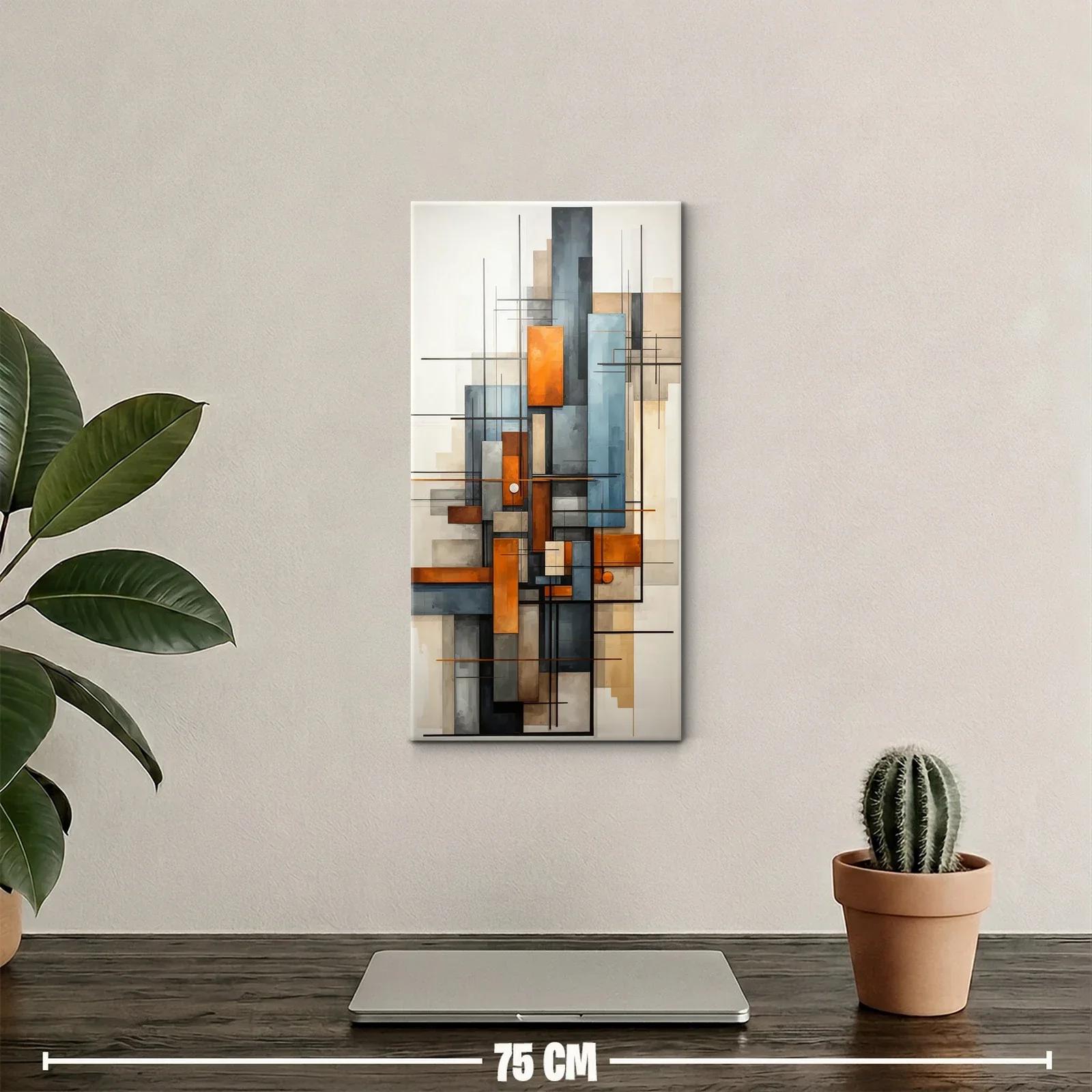 Cuadro de rectángulos abstractos con acentos naranjas — miniatura 2