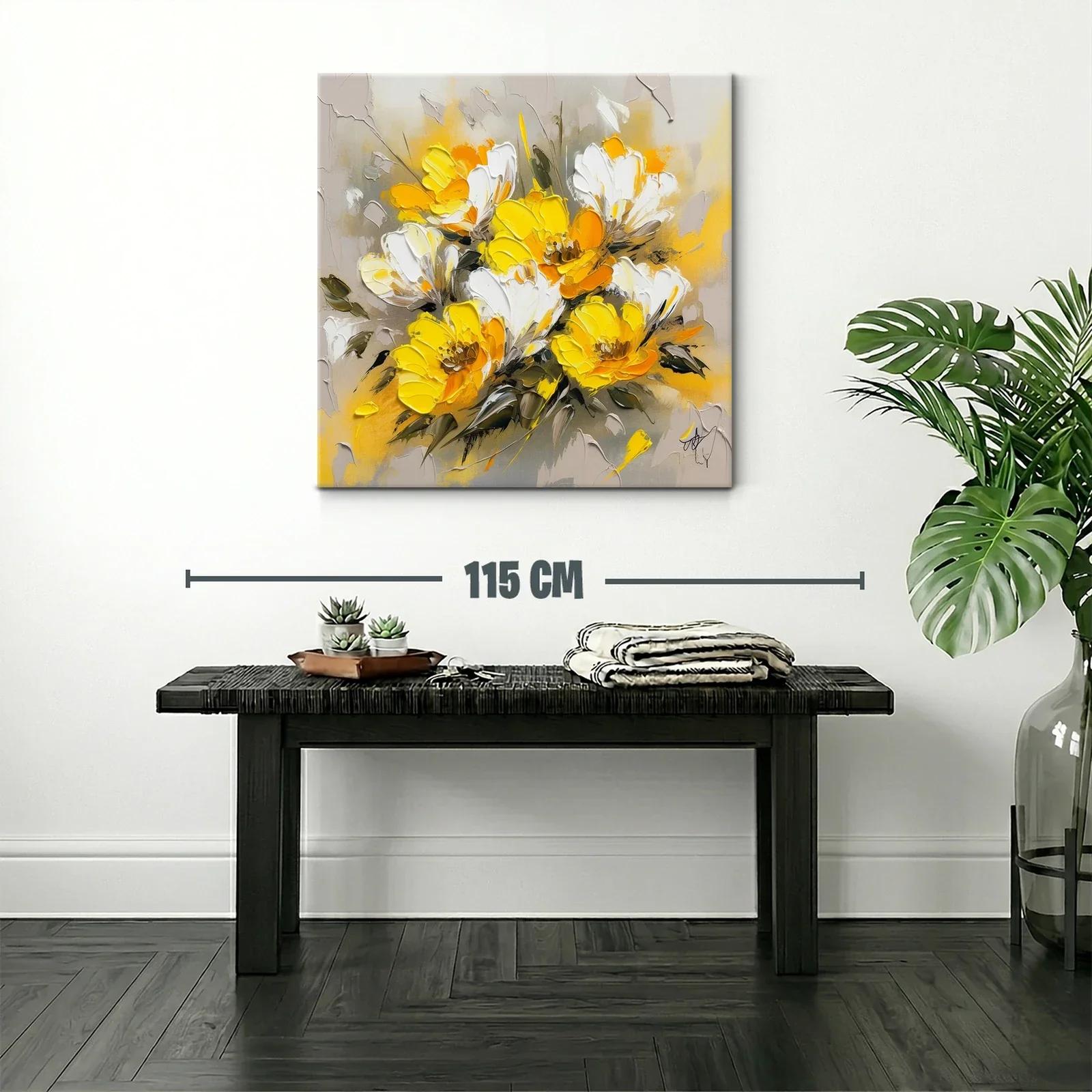 Flores vibrantes en tonos amarillos y blancos con fondo neutro — miniatura 2