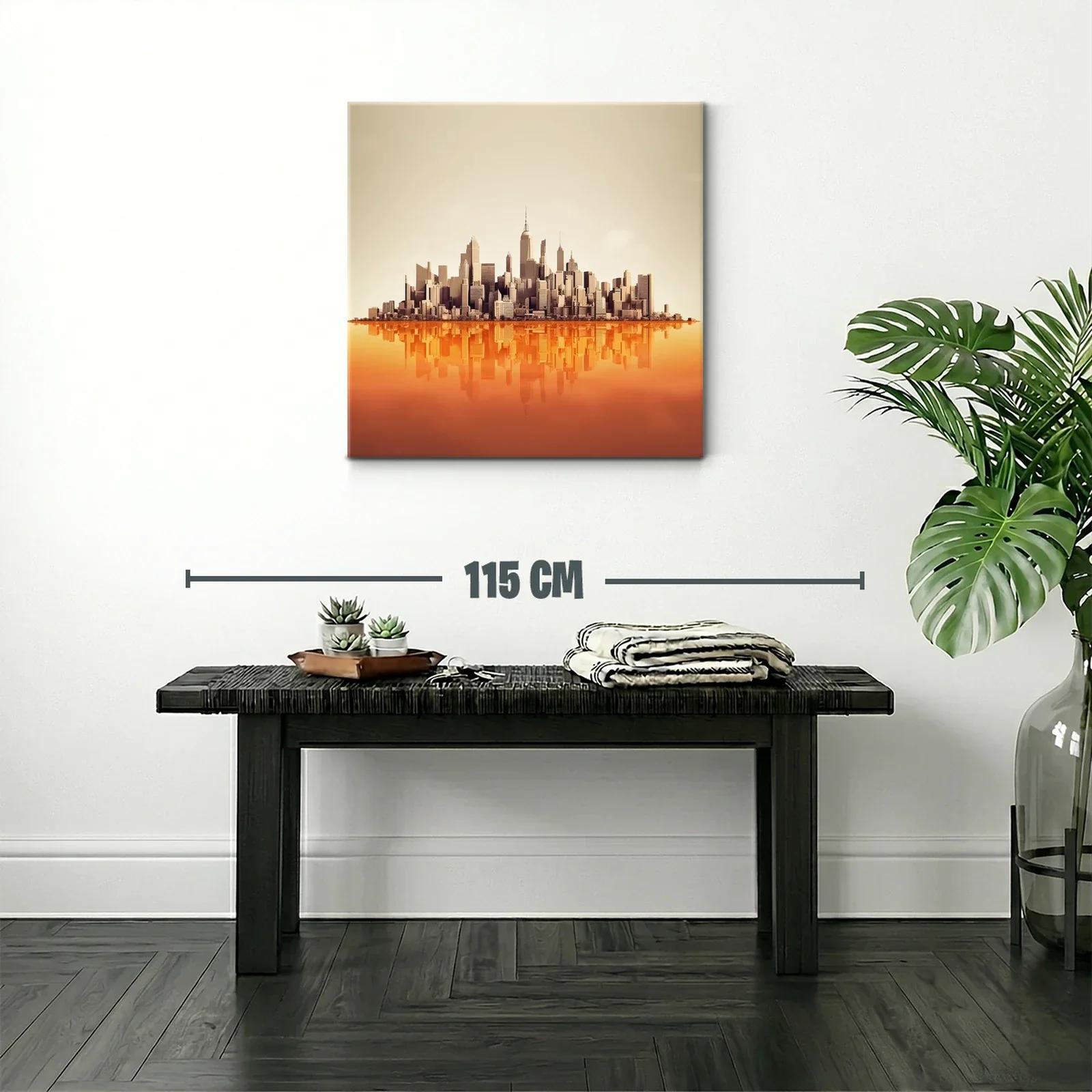 Ciudad moderna con reflejo en tonos cálidos — miniatura 2