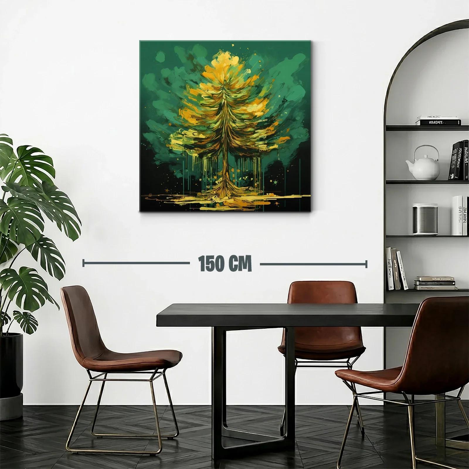 Árbol vibrante en tonos verdes y dorados — miniatura 2