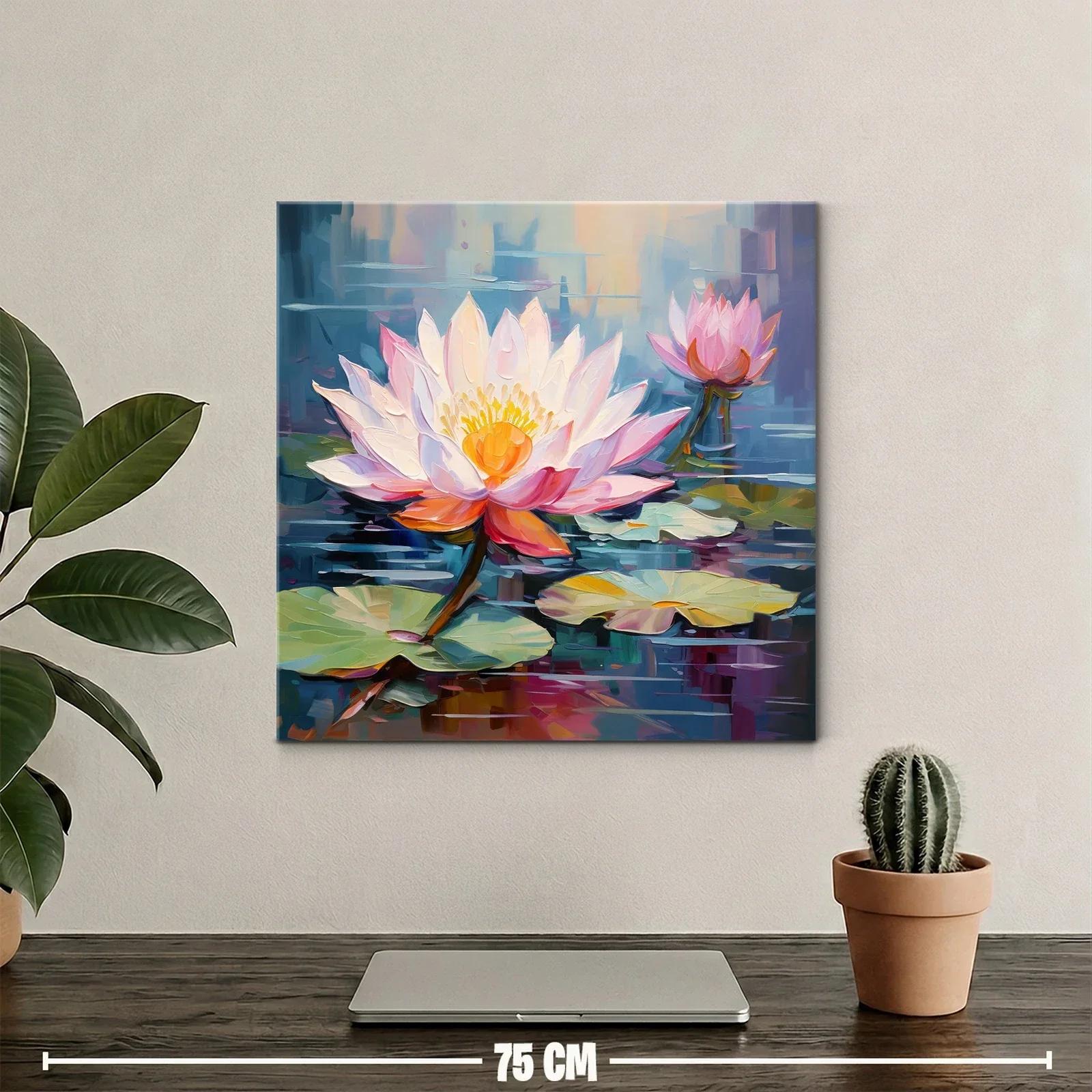 Flores de loto con pétalos vibrantes sobre el agua tranquila — miniatura 2