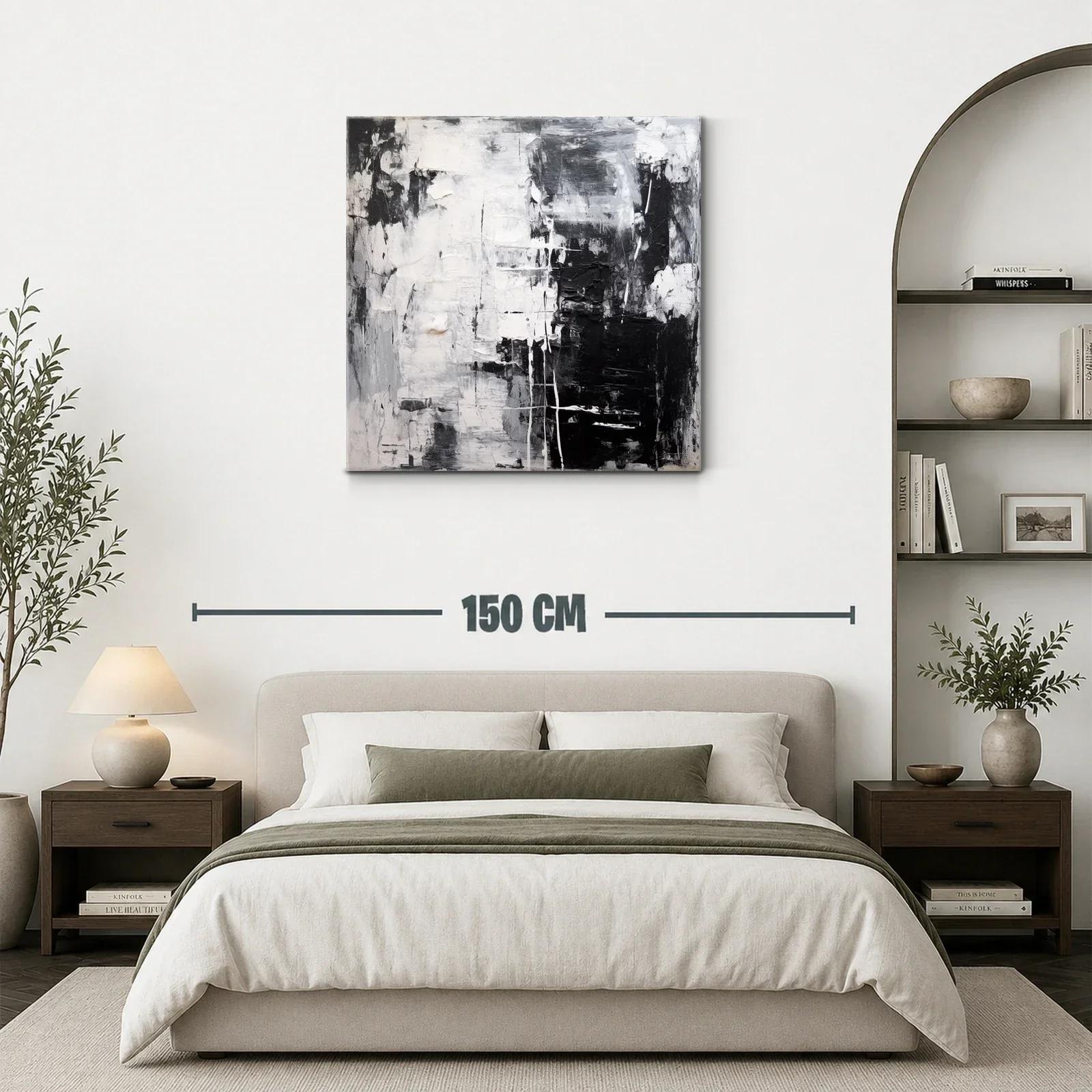Cuadro abstracto en blanco y negro para ambientes modernos — miniatura 3