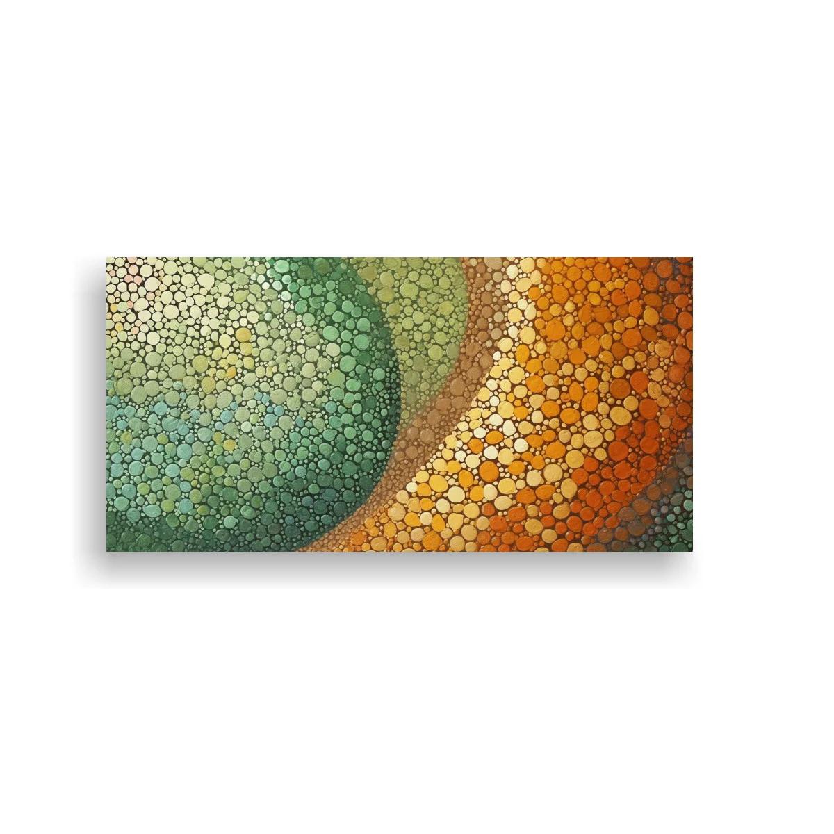 Cuadro círculos concéntricos tipo mosaico en verde y ocre — imagen principal
