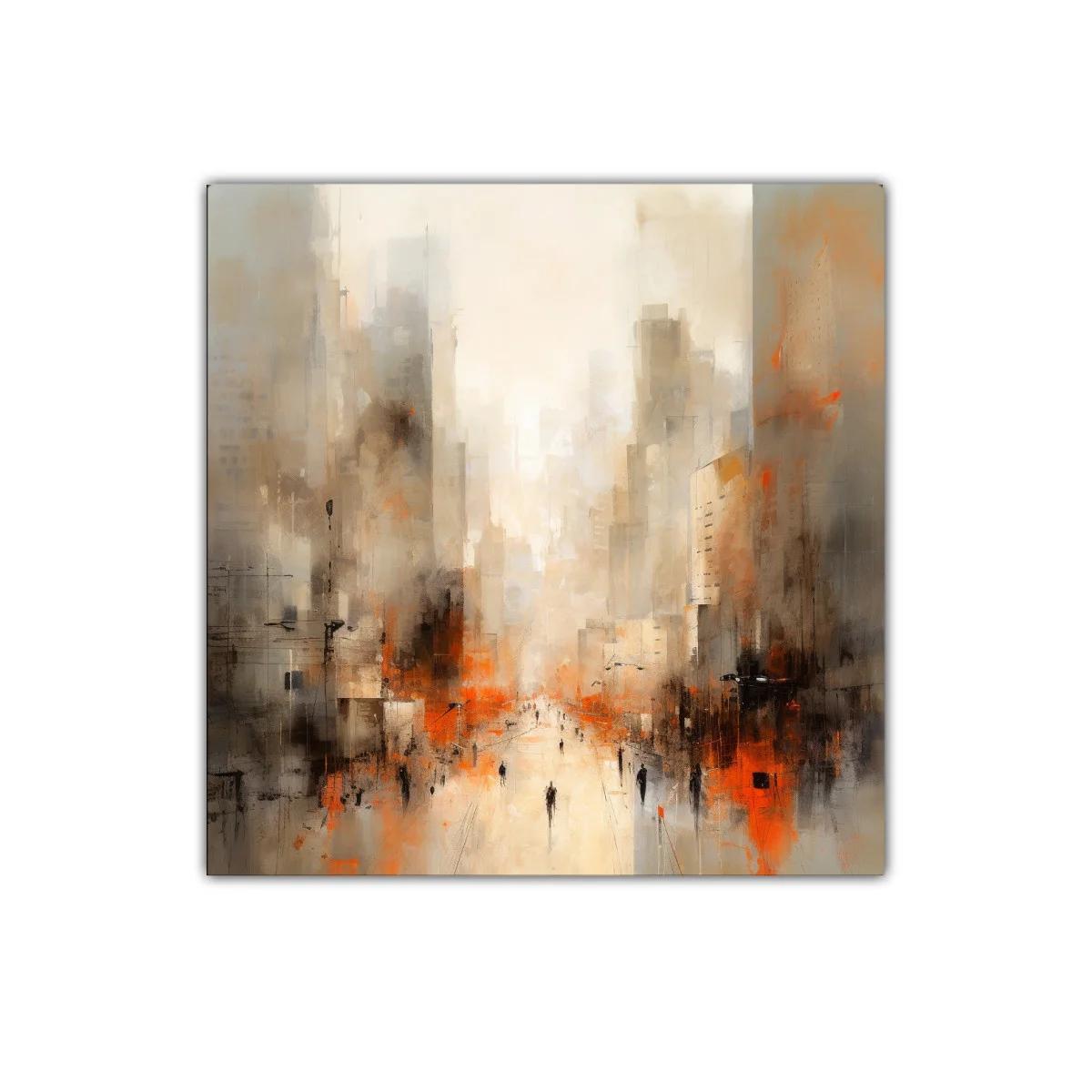 Paisaje urbano abstracto con tonos cálidos y vibrantes — miniatura 1