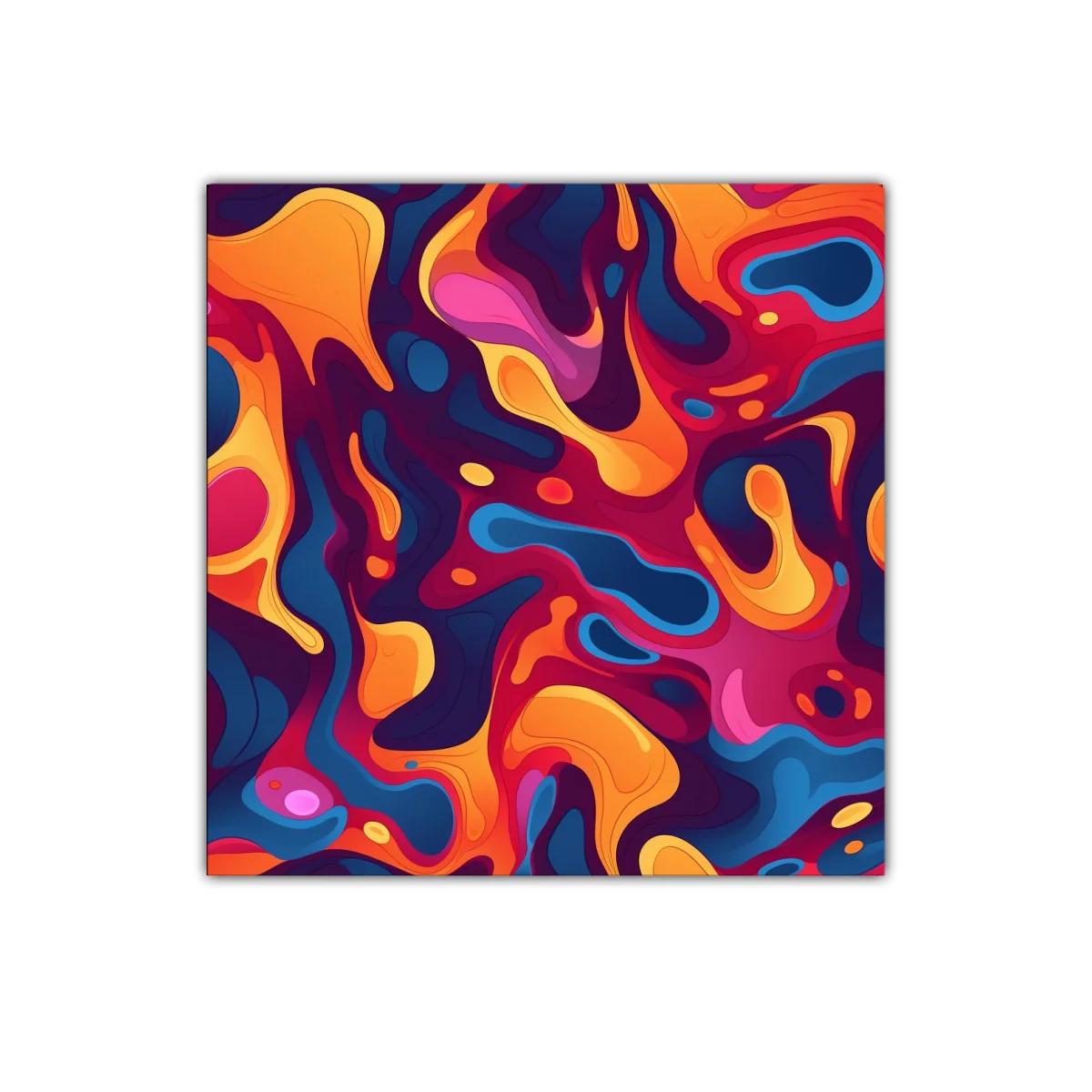 Cuadro abstracto con formas fluidas en tonos cálidos y fríos — miniatura 1