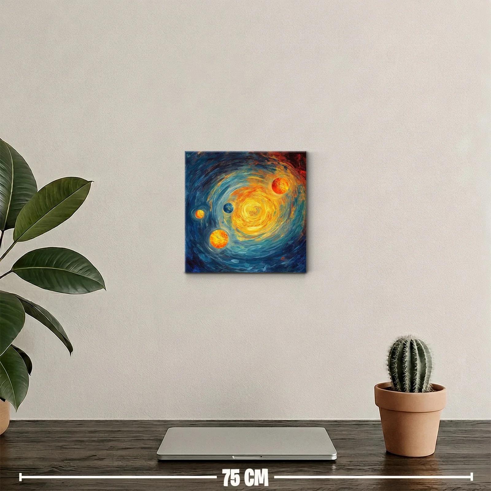 Galaxia vibrante con planetas iluminados y remolinos cósmicos — miniatura 2