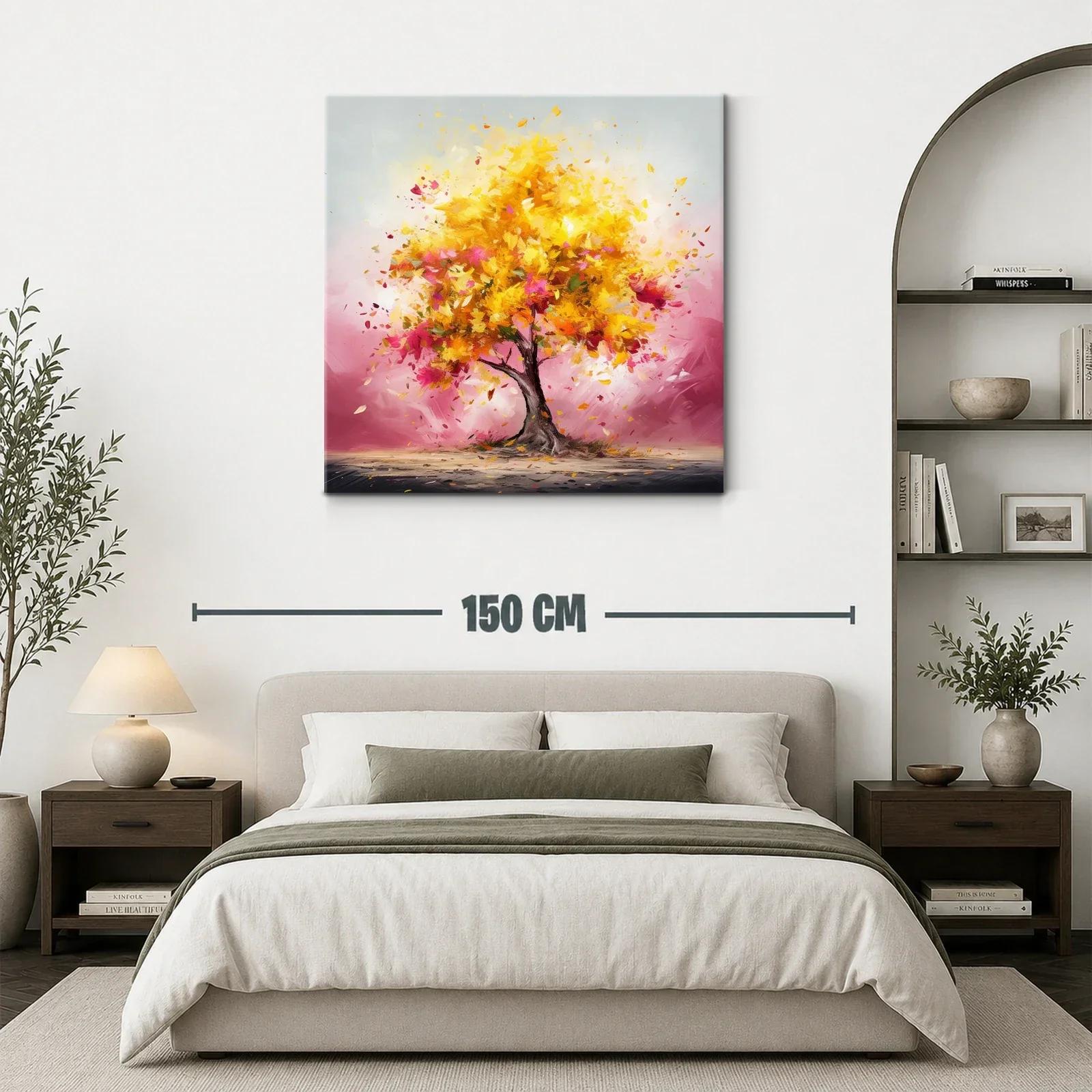 Árbol vibrante con hojas doradas y rosas en movimiento — miniatura 3