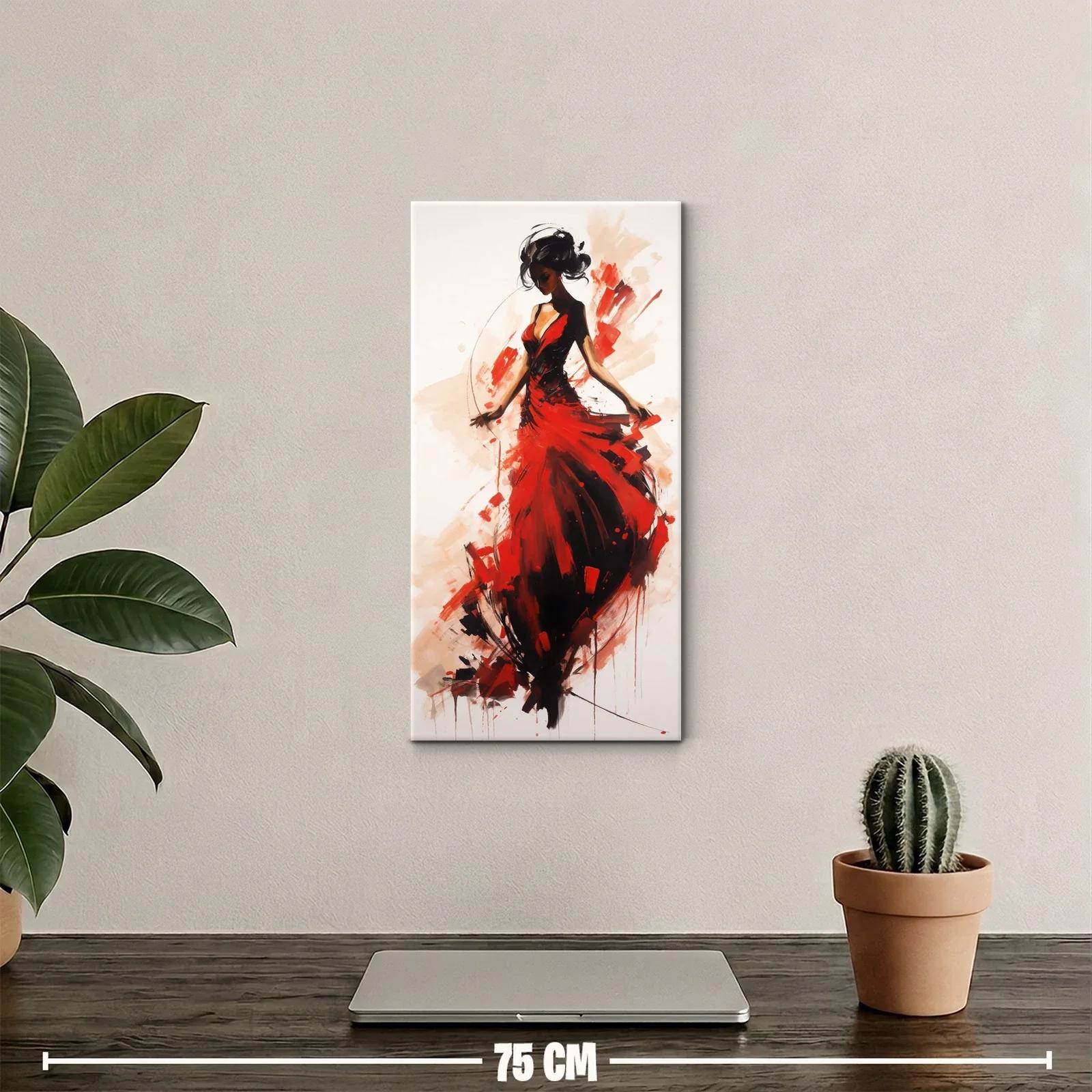 Cuadro bailarina con vestido rojo y salpicaduras de pintura — miniatura 2