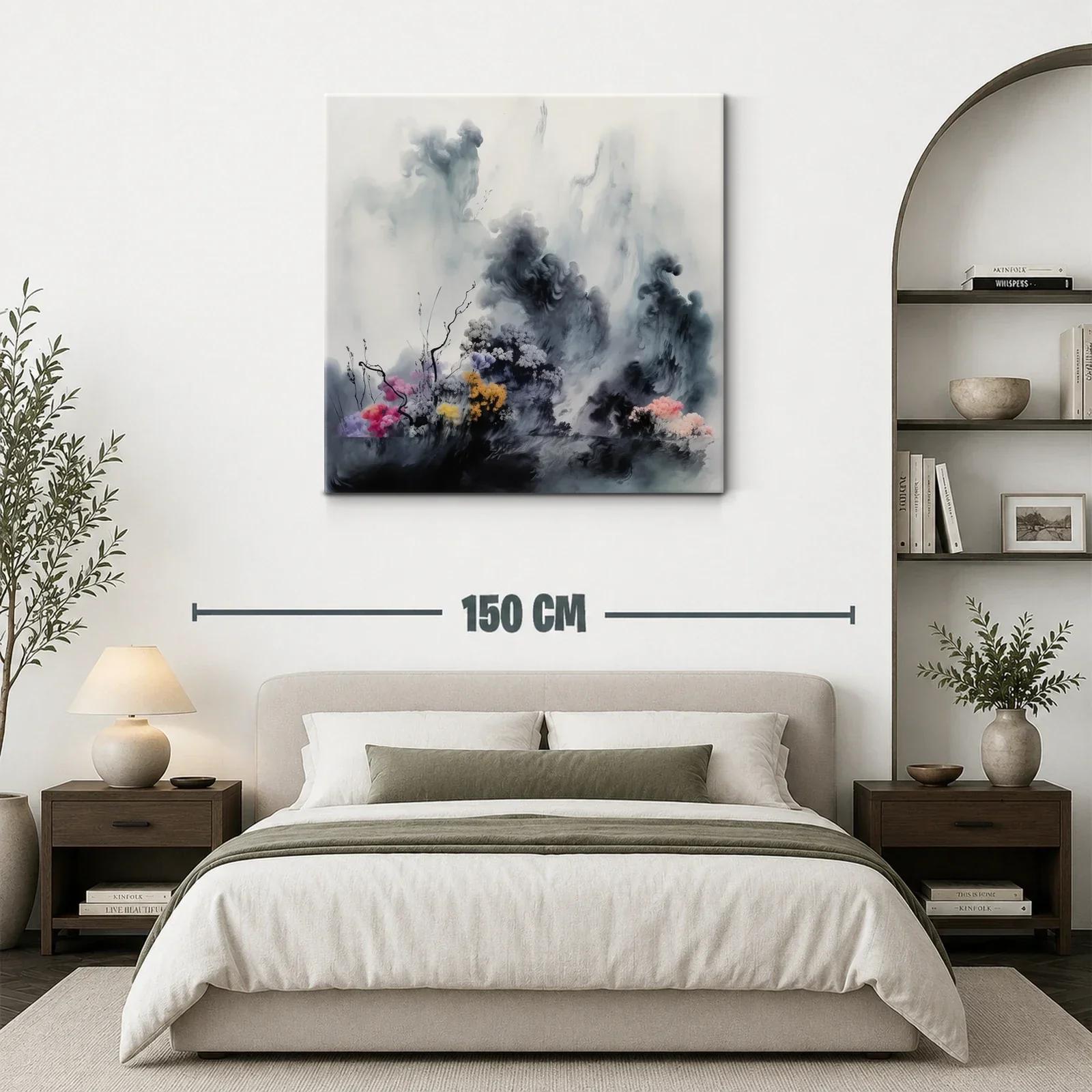 Paisaje Abstracto con Flores y Nubes en Tonos Suaves — miniatura 3