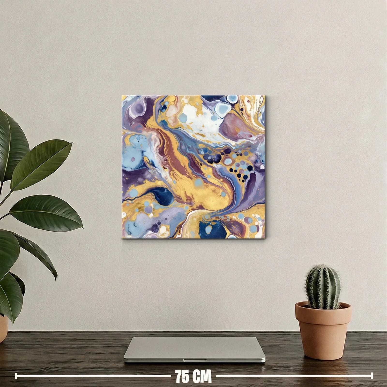Cuadro abstracto con destellos dorados y tonos suaves — miniatura 2