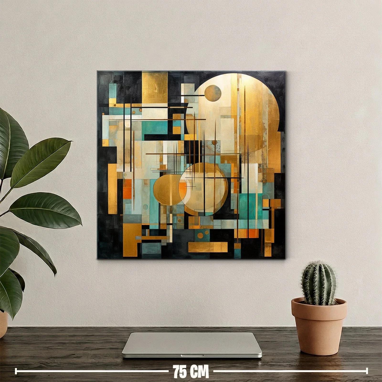Composición geométrica con círculos dorados y tonos aqua — miniatura 2